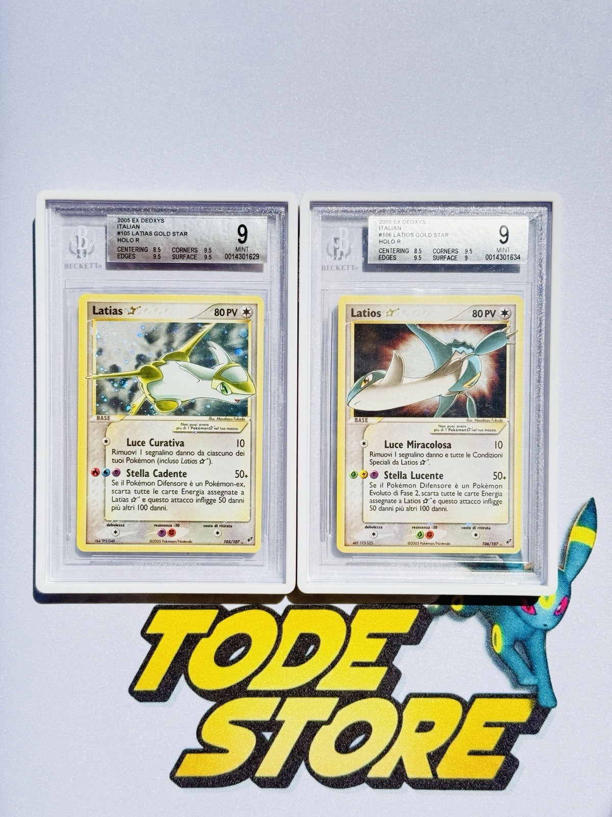 Pokemon Latios and Latias Gold Star ITA 106/107 BGS 9 MINT ITA 2005 Sub Altissimi Pokemon Latios and Latias Gold Star ITA 106/107 BGS 9 MINT ITA 2005 Sub Altissimi