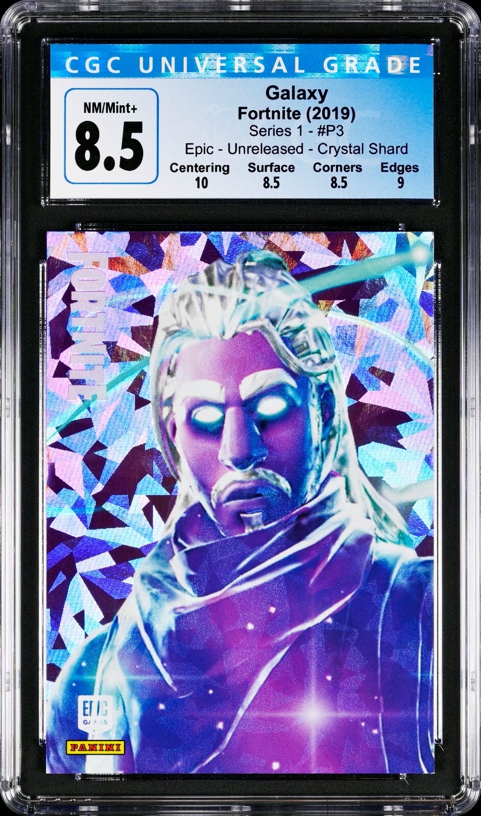 2019 Fortnite Series 1 Galaxy Crystal Shard #P3 Unreleased Prototype USA CGC 8.5 2019 Fortnite Series 1 Galaxy Crystal Shard #P3 Unreleased Prototype USA CGC 8.5