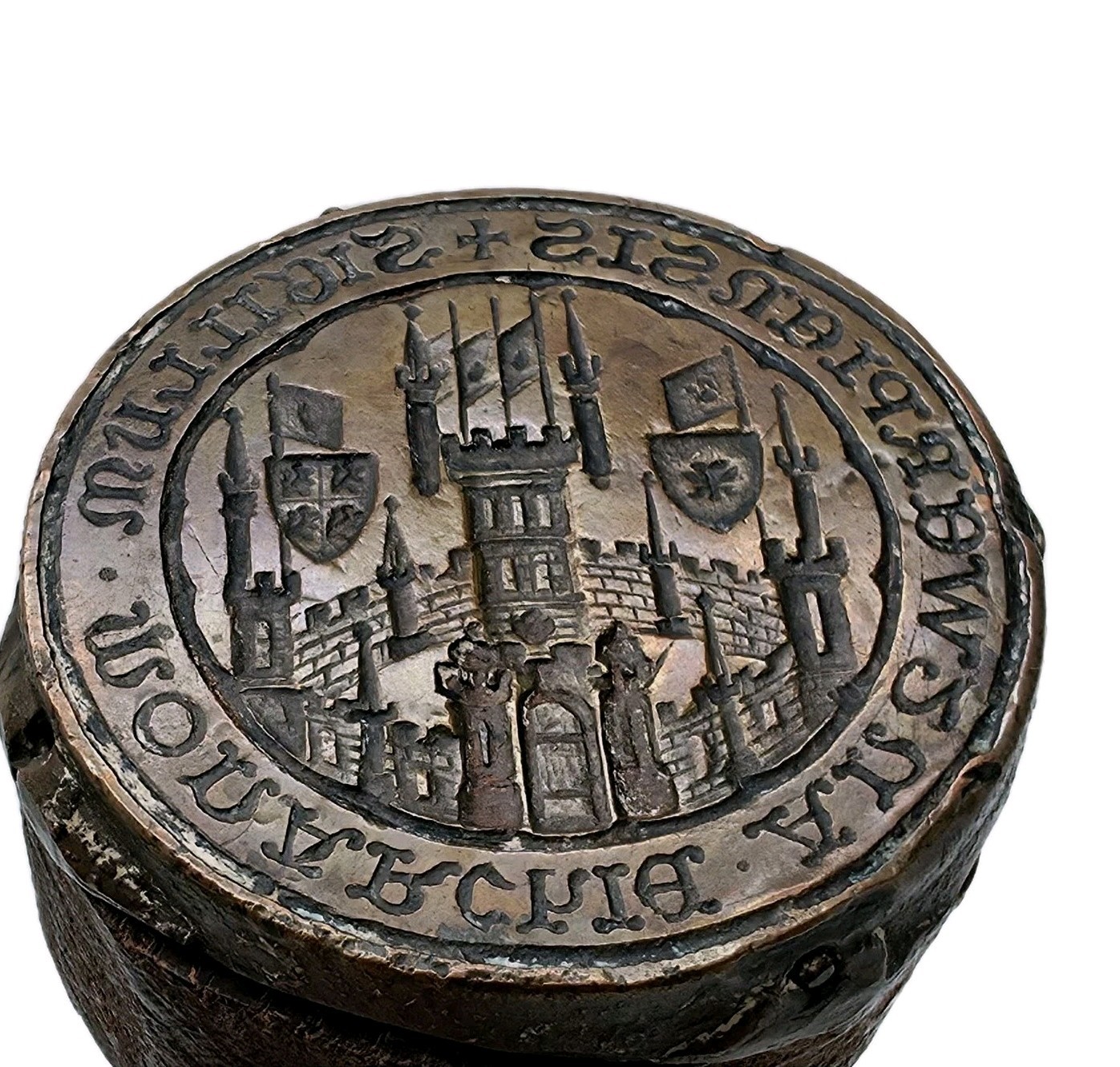 Rare 1269 Medieval Margraviate of Antwerp Royal Bronze Civic Seal Matrix Belgium Rare 1269 Medieval Margraviate of Antwerp Royal Bronze Civic Seal Matrix Belgium