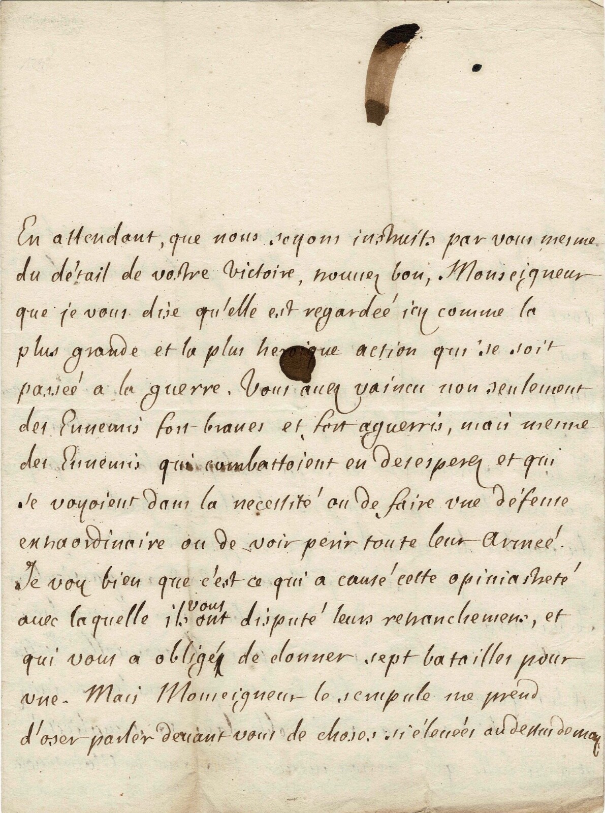 Rare and precious letter from Jean RACINE to Marshal of Luxembourg. 1693