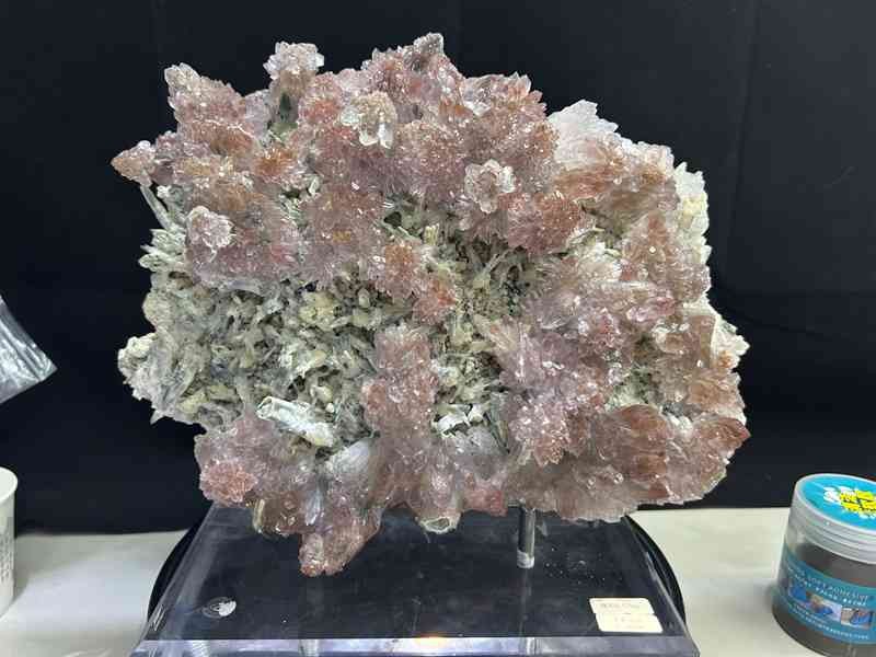 Natural Red Calcite Flower Cluster, Pink Calcite Mineral Specimen Home Decor