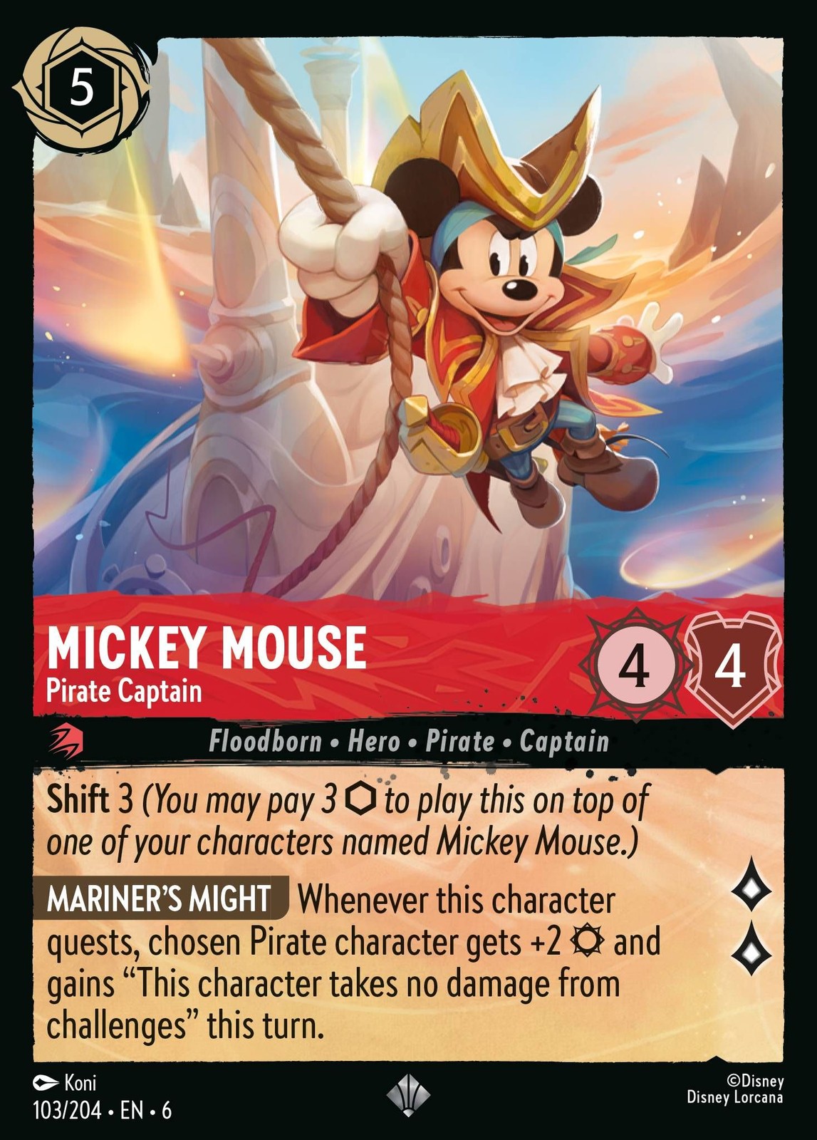 Mickey Mouse, Pirate Captain - FOIL - Azurite Sea - Lorcana TCG Mickey Mouse, Pirate Captain - FOIL - Azurite Sea - Lorcana TCG