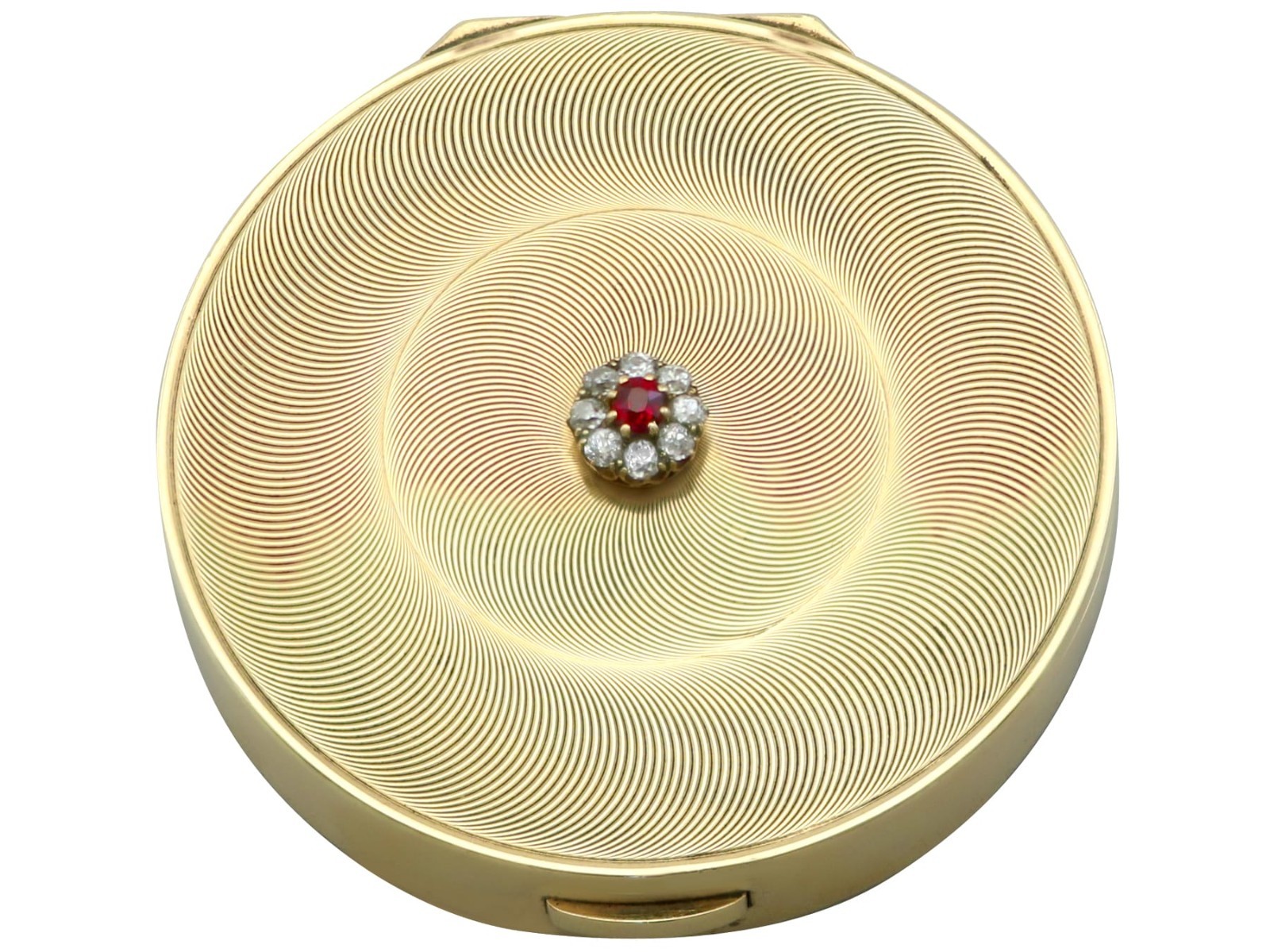 George VI 9k Yellow Gold, Ruby and Diamond Powder/Mirror Compact by Cartier