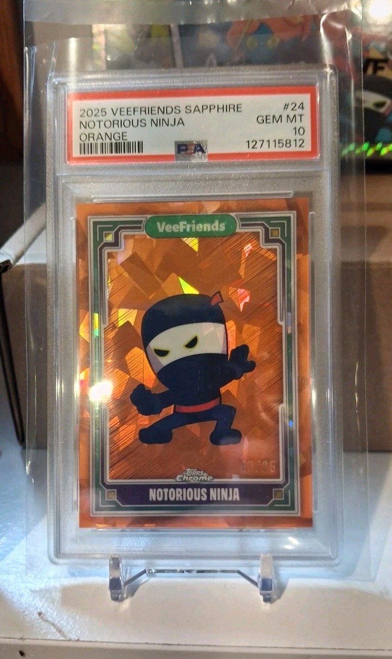 2025 Topps Chrome VeeFriends Sapphire Orange Notorious Ninja /25 PSA 10 2025 Topps Chrome VeeFriends Sapphire Orange Notorious Ninja /25 PSA 10