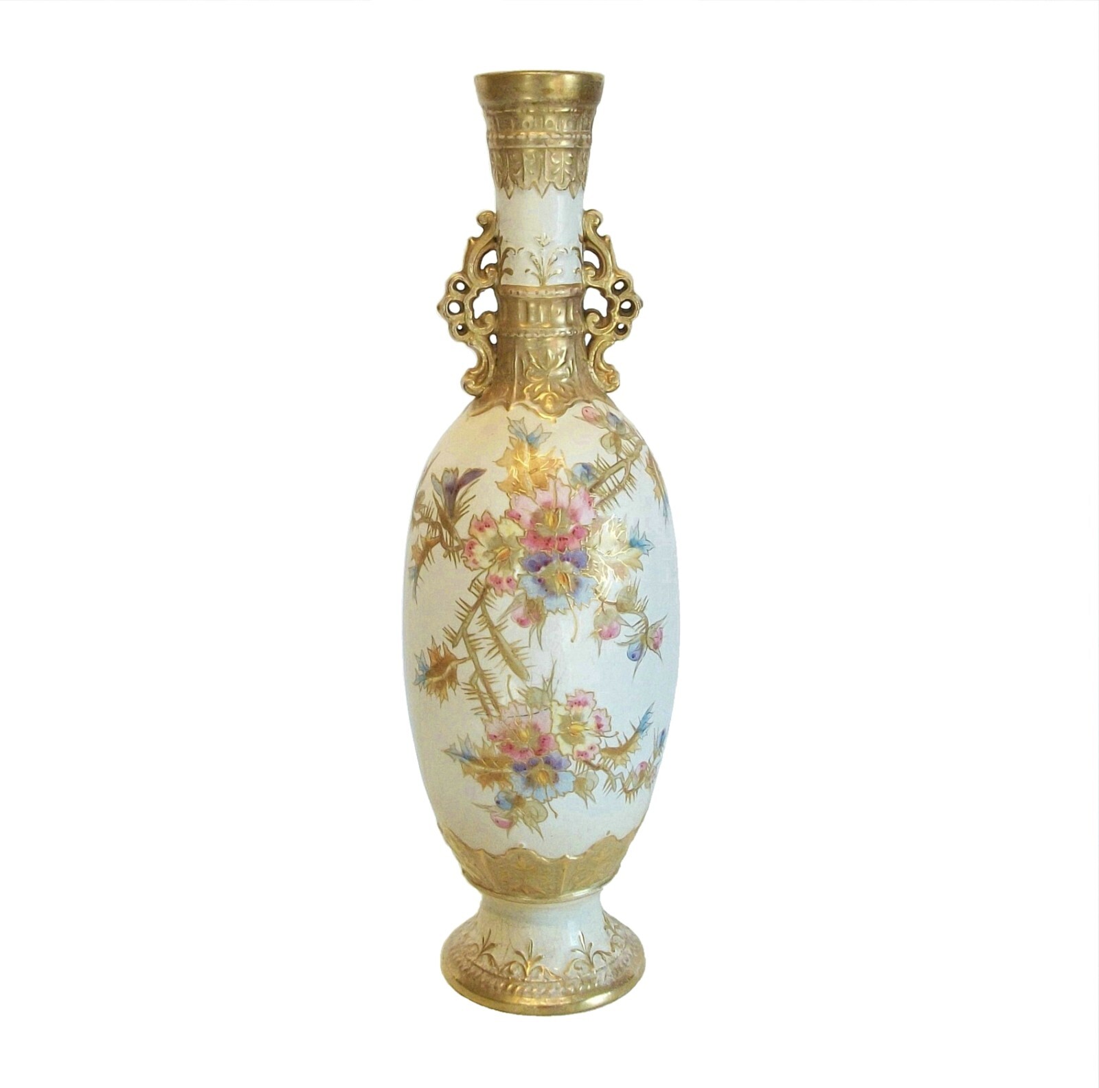 ROYAL BONN - FRANZ ANTON MEHLEM - Hand Painted & Gilded Vase / Lamp - Circa 1900 ROYAL BONN - FRANZ ANTON MEHLEM - Hand Painted & Gilded Vase / Lamp - Circa 1900