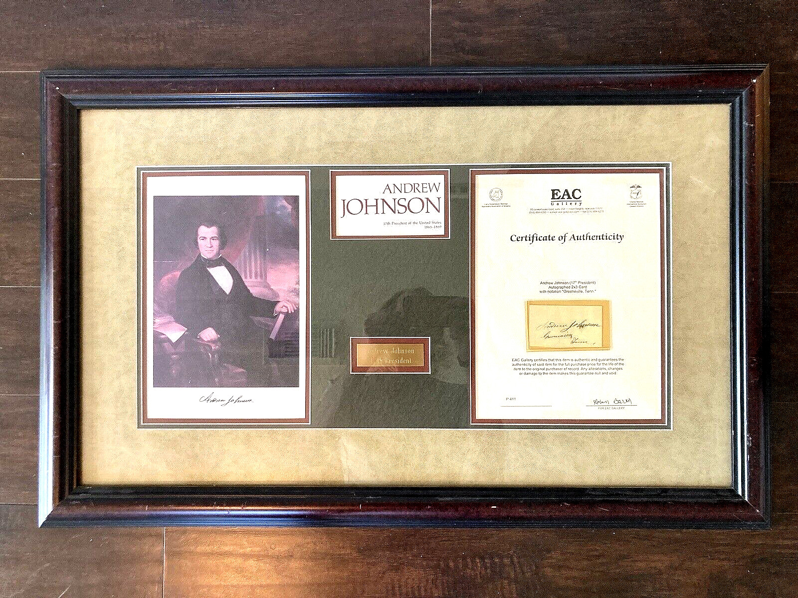 PRESIDENT Andrew Johnson AUTO Framed AUTOGRAPH 17th President EAC CoA AUTHENTIC PRESIDENT Andrew Johnson AUTO Framed AUTOGRAPH 17th President EAC CoA AUTHENTIC