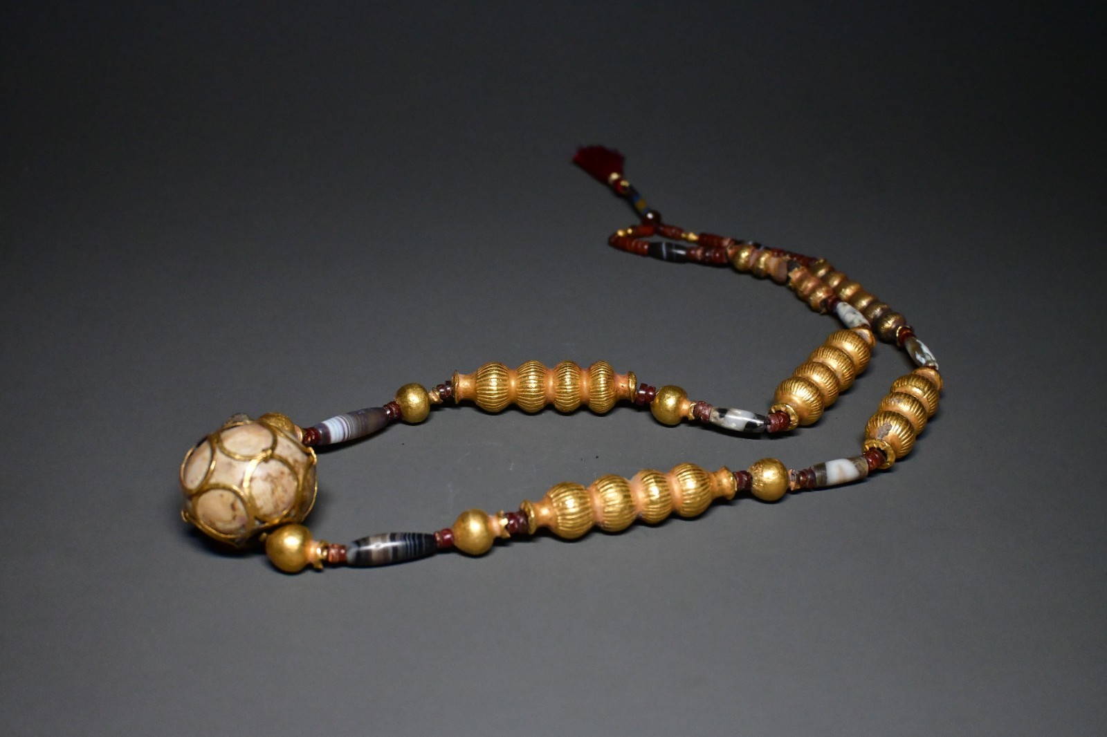 Circa Near Eastern An Achaemenid Or Mesapotamian Gold Necklace With Stone Beads Circa Near Eastern An Achaemenid Or Mesapotamian Gold Necklace With Stone Beads