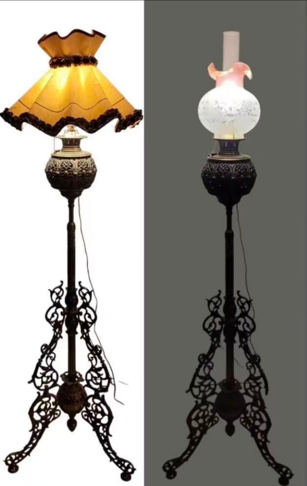 Antique Victorian-era Bradley & Hubbard Piano Organ Cast Metal Floor Lamp