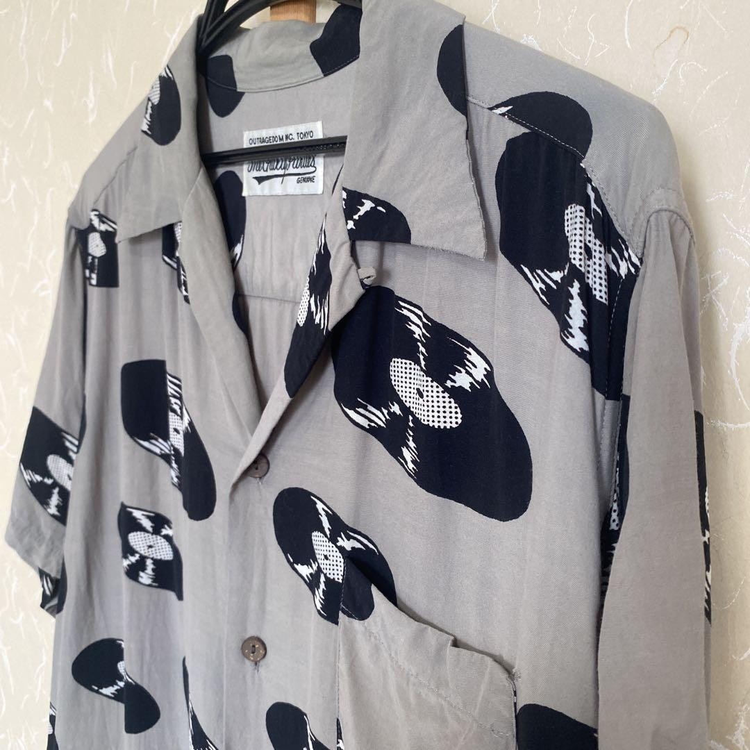 Wackomaria Men Record Aloha Hawaiian Shirt Short Sleeve L Size Gray Rayon Limite Wackomaria Men Record Aloha Hawaiian Shirt Short Sleeve L Size Gray Rayon Limite