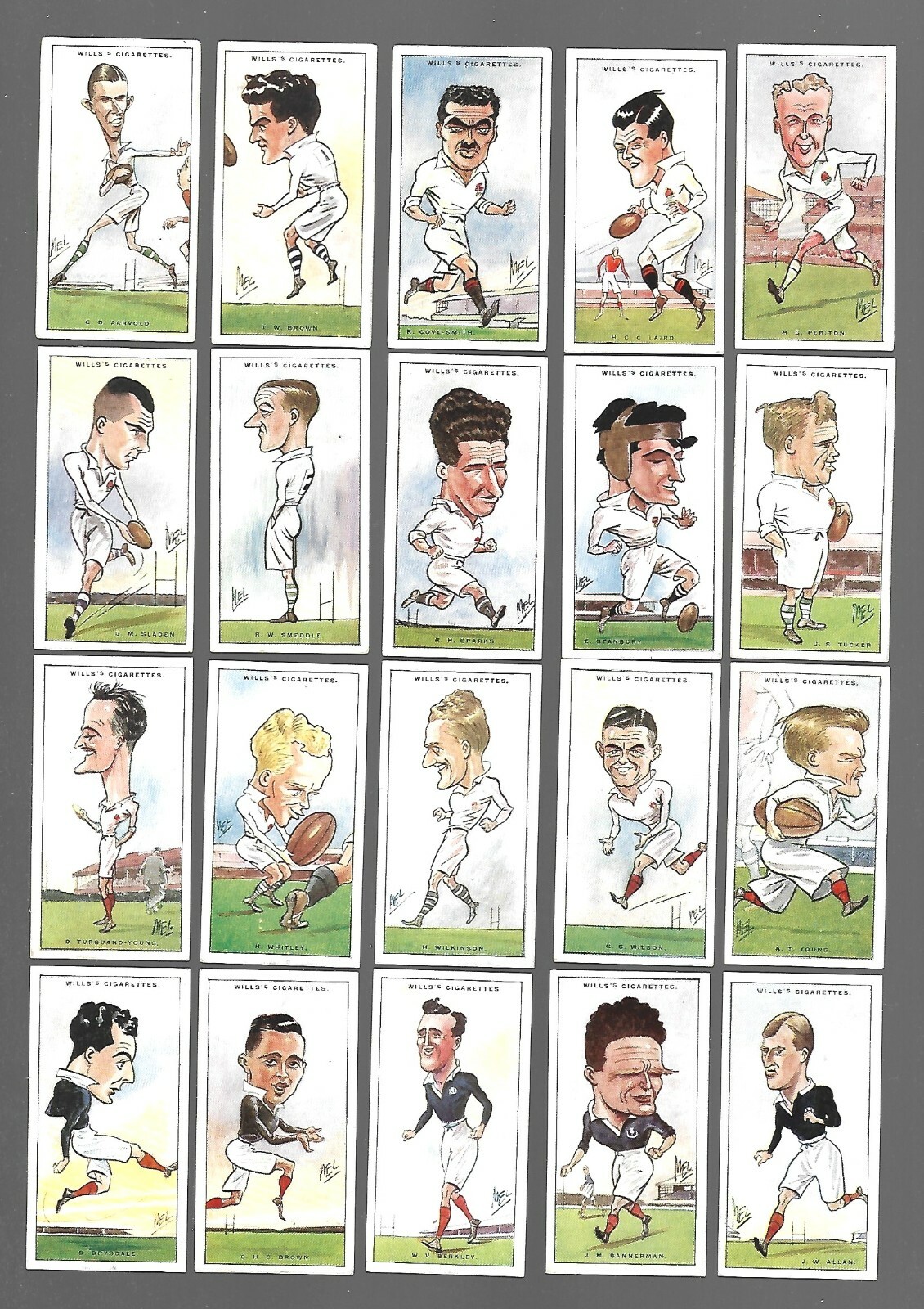 CIGARETTE CARDS. Wills Tobacco. RUGBY INTERNATIONALS. (1929). (Full Set of 50). CIGARETTE CARDS. Wills Tobacco. RUGBY INTERNATIONALS. (1929). (Full Set of 50).