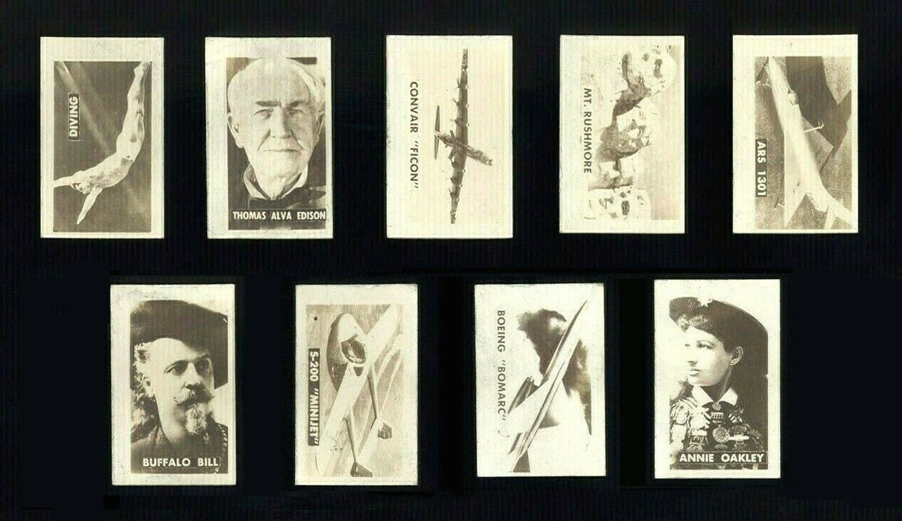 1955 TOPPS HOCUS FOCUS SPORTS & NON-SPORTS CARDS - KEY RARITIES - 9 DIFFERENT 1955 TOPPS HOCUS FOCUS SPORTS & NON-SPORTS CARDS - KEY RARITIES - 9 DIFFERENT