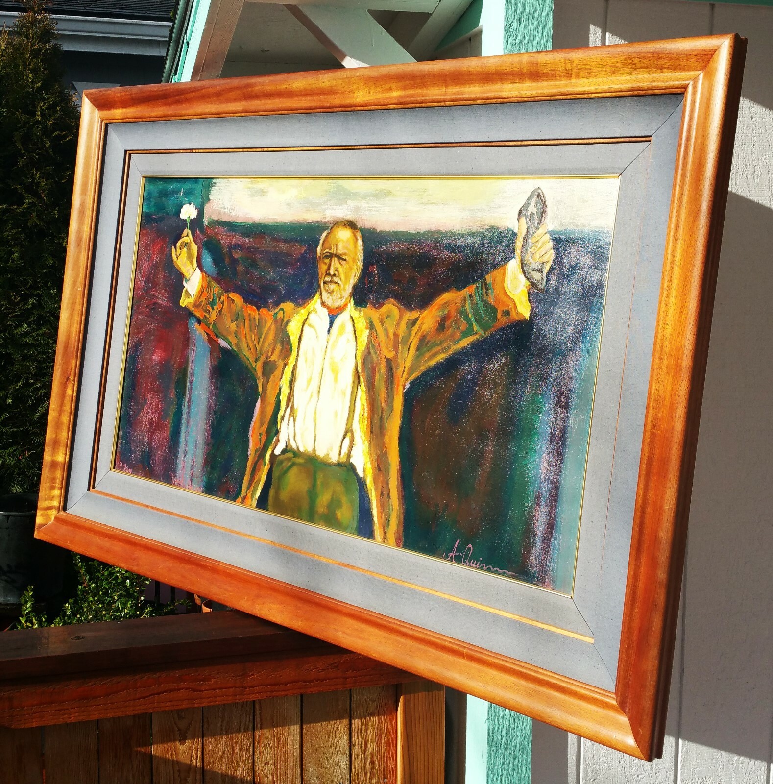 HUGE SELF PORTRAIT vtg anthony quinn mexican art vtg giclee painting koa triumph HUGE SELF PORTRAIT vtg anthony quinn mexican art vtg giclee painting koa triumph