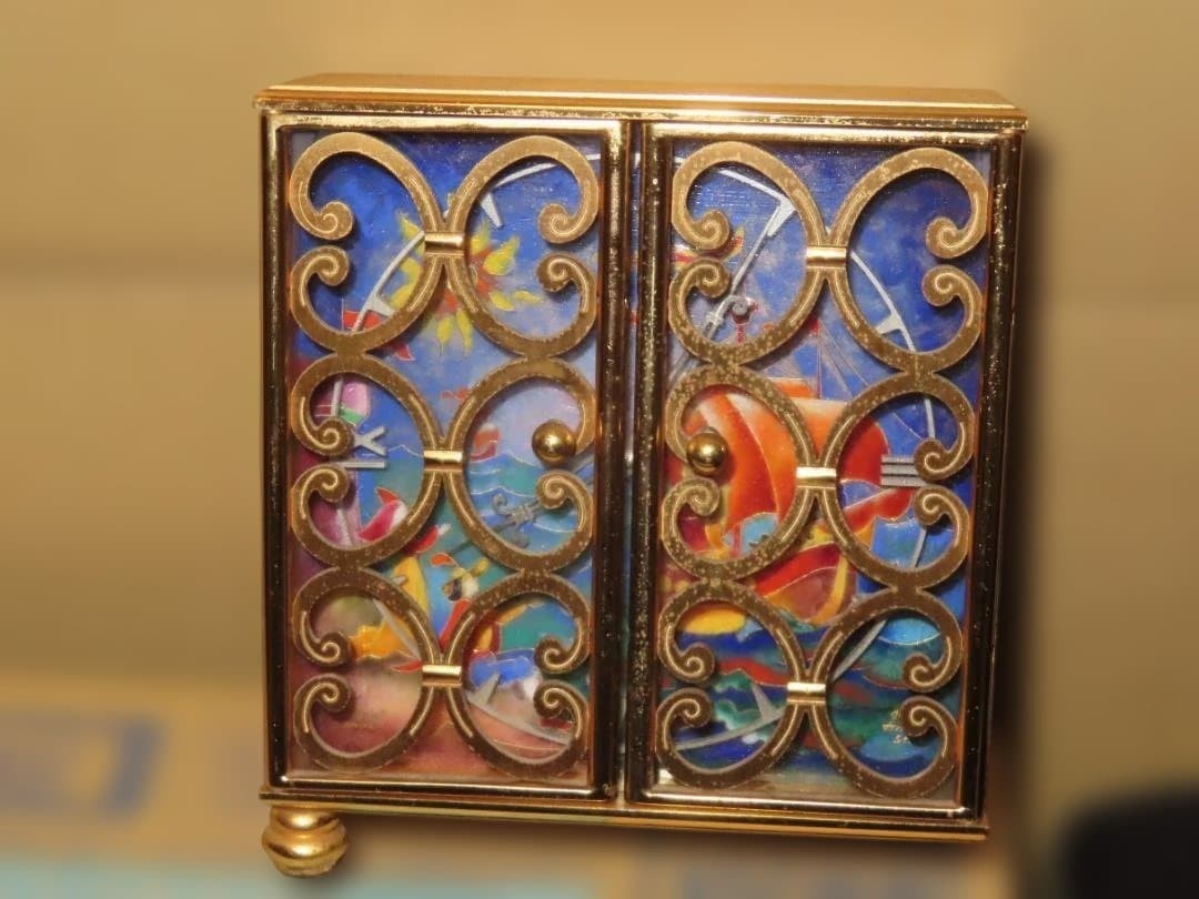 Imhof Swiss Cloisonne Enamel Desk Clock 15 Jewels 8-Day Manual Wind RARE Vintage Imhof Swiss Cloisonne Enamel Desk Clock 15 Jewels 8-Day Manual Wind RARE Vintage