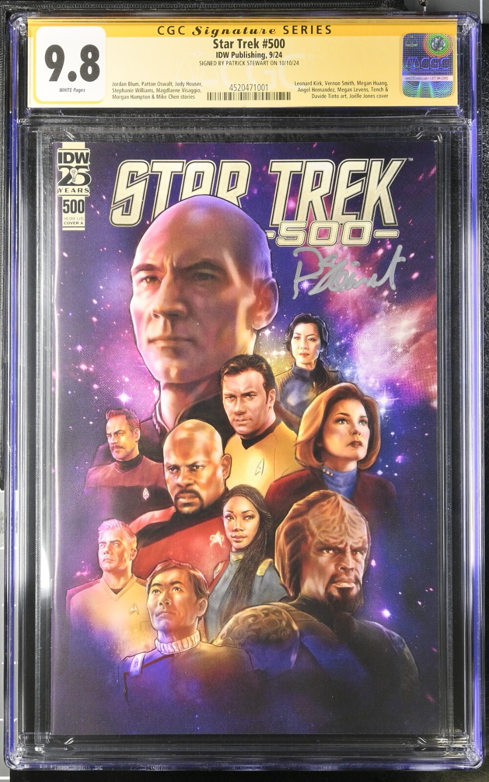 CGC 9.8 STAR TREK #500 SIGNED PATRICK STEWART-CAPT. PICARD/LIKELY 1 OF A KIND