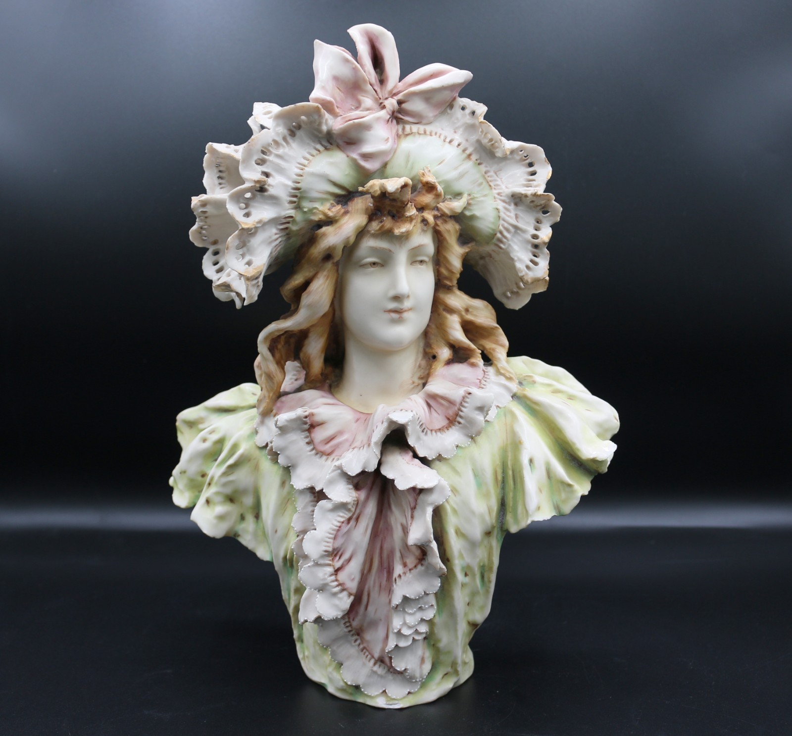 Austrian Turn Teplitz Bohemian Porcelain RSTK Art Nouveau Bust of a Woman 11.25 Austrian Turn Teplitz Bohemian Porcelain RSTK Art Nouveau Bust of a Woman 11.25
