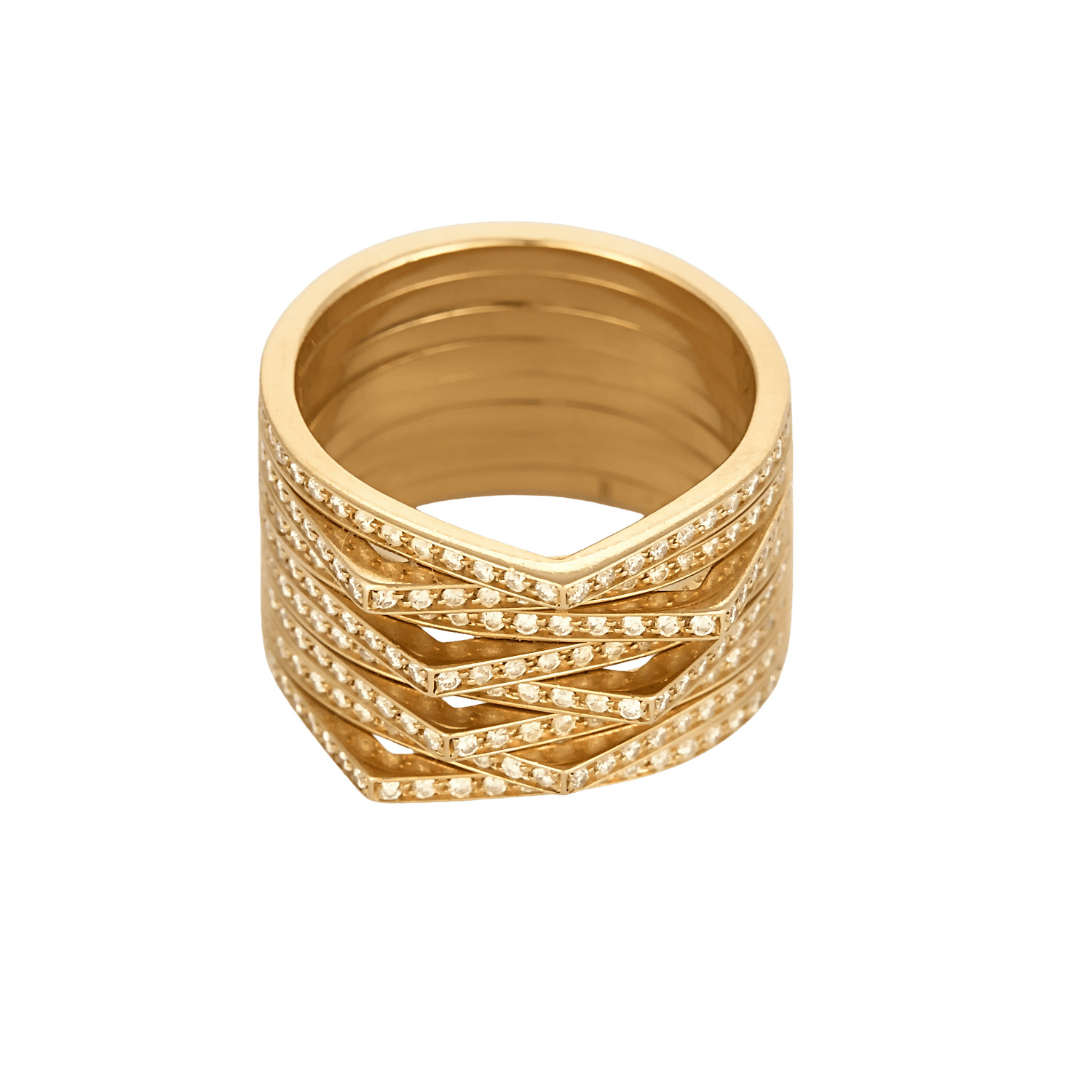 Repossi Eight Row Antifer Ring in 18k Rose Gold and Diamonds Repossi Eight Row Antifer Ring in 18k Rose Gold and Diamonds