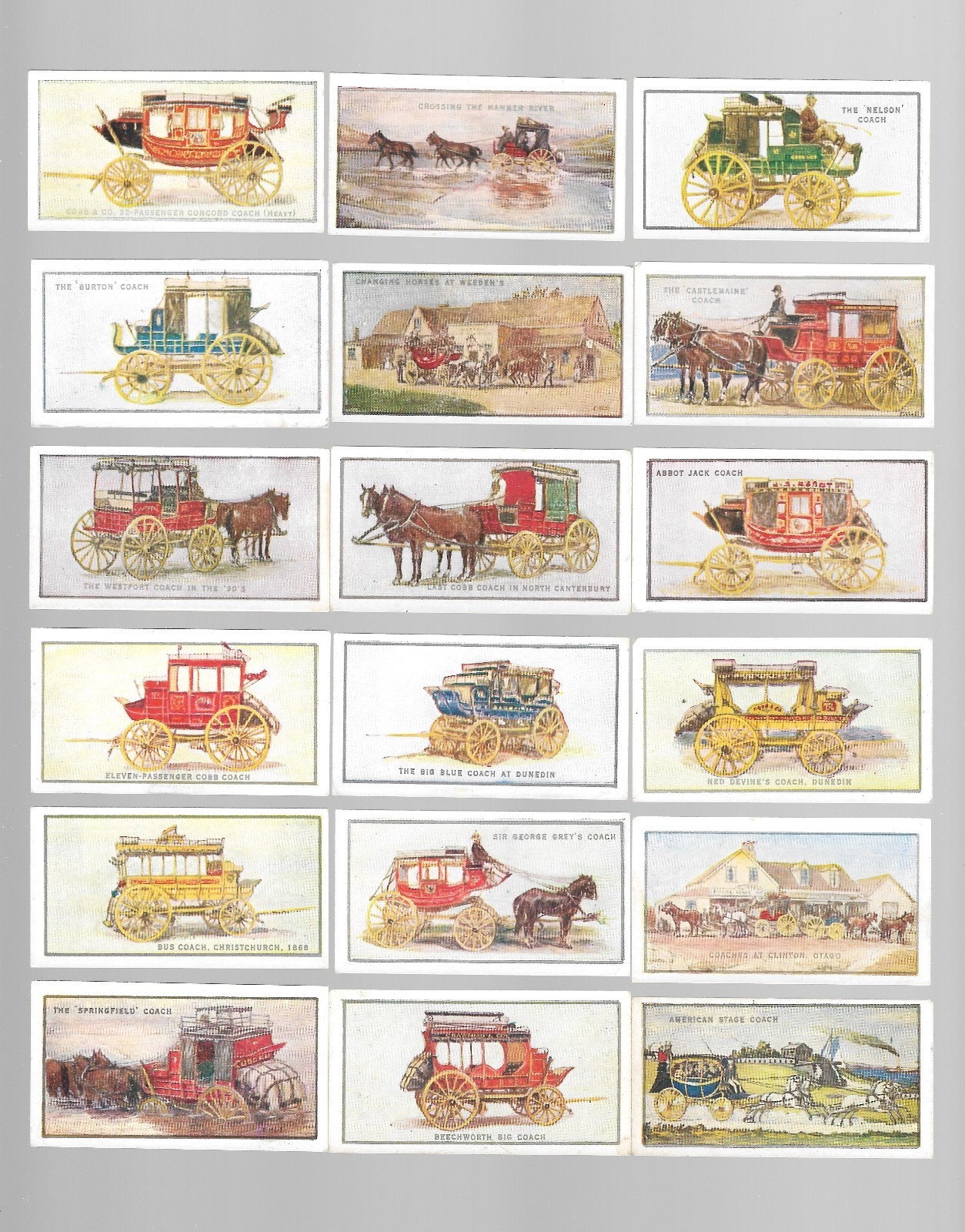 CIGARETTE CARDS.Wills Tobacco (NZ).COACHES & COACHING DAYS.(1925).(Full Set 50) CIGARETTE CARDS.Wills Tobacco (NZ).COACHES & COACHING DAYS.(1925).(Full Set 50)
