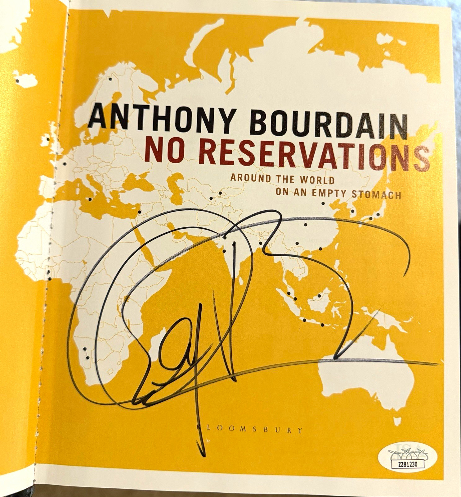 Anthony Bourdain No Reservations Signed Hardcover Book, JSA LOA Original Anthony Bourdain No Reservations Signed Hardcover Book, JSA LOA Original