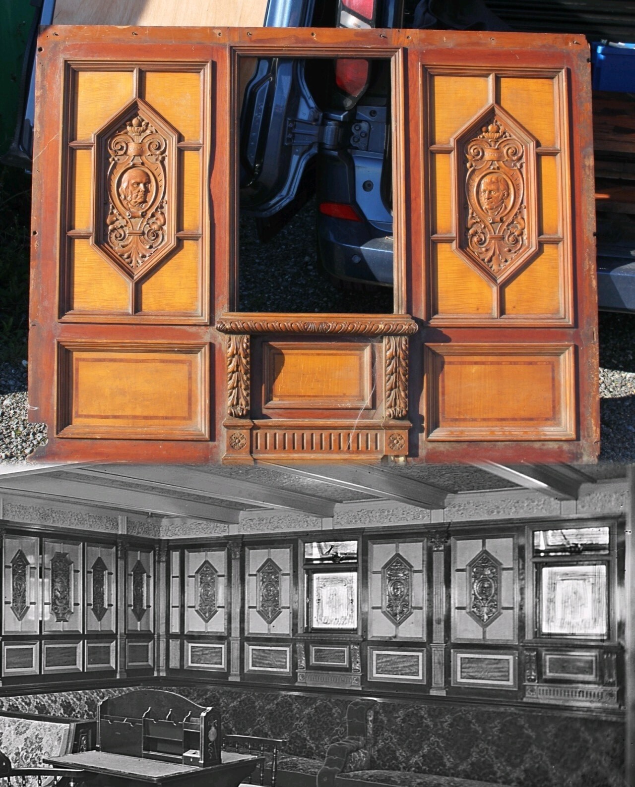 WHITE STAR LINE RMS ROMANIC 1ST CLASS LIBRARY PANELING C-1893 RMS NEW ENGLAND