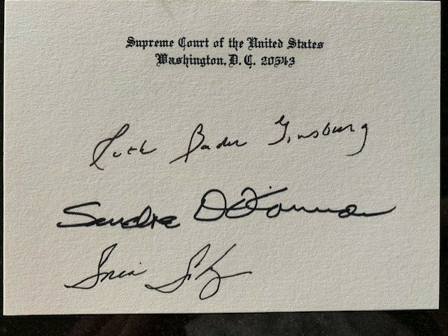 RUTH BADER GINSBURG+SANDRA DAY O'CONNOR+SOTOMAYOR SIGNED SC CARD JSA LETTER RUTH BADER GINSBURG+SANDRA DAY O'CONNOR+SOTOMAYOR SIGNED SC CARD JSA LETTER