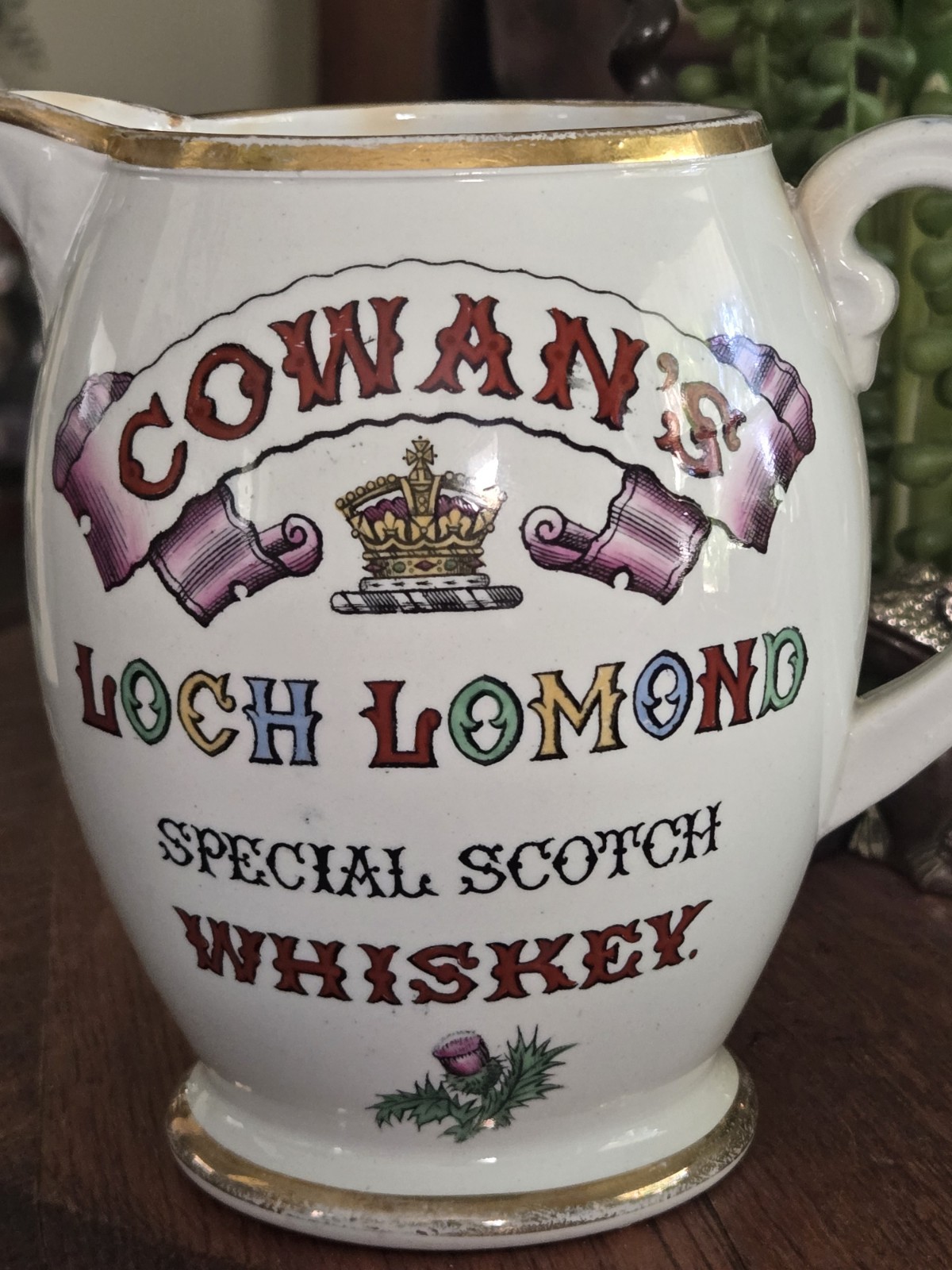 Rare 1870's Copeland Cowan's Loch Lomond Special Scotch Whiskey Pictorial Jug Rare 1870's Copeland Cowan's Loch Lomond Special Scotch Whiskey Pictorial Jug