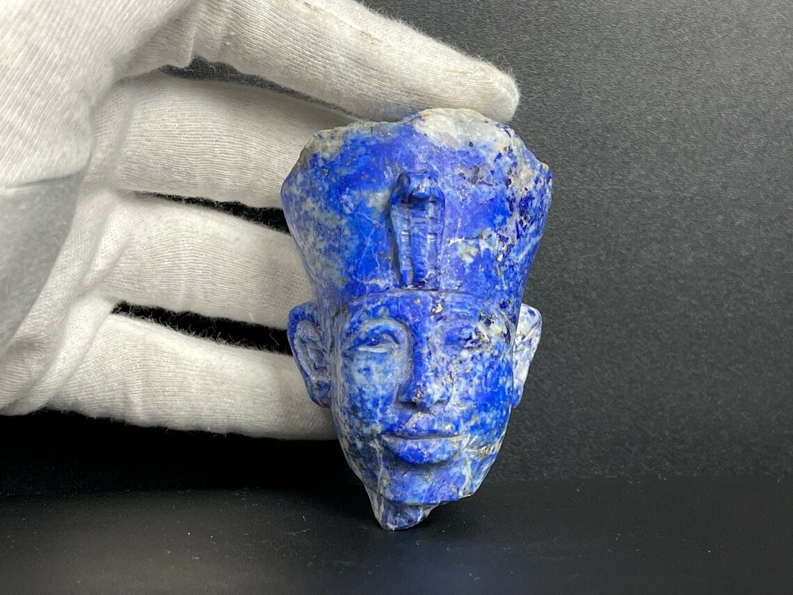 Smallest Lapis lazuli Head of Queen NEFERTITI Royal Spouse of Akhenaten Smallest Lapis lazuli Head of Queen NEFERTITI Royal Spouse of Akhenaten