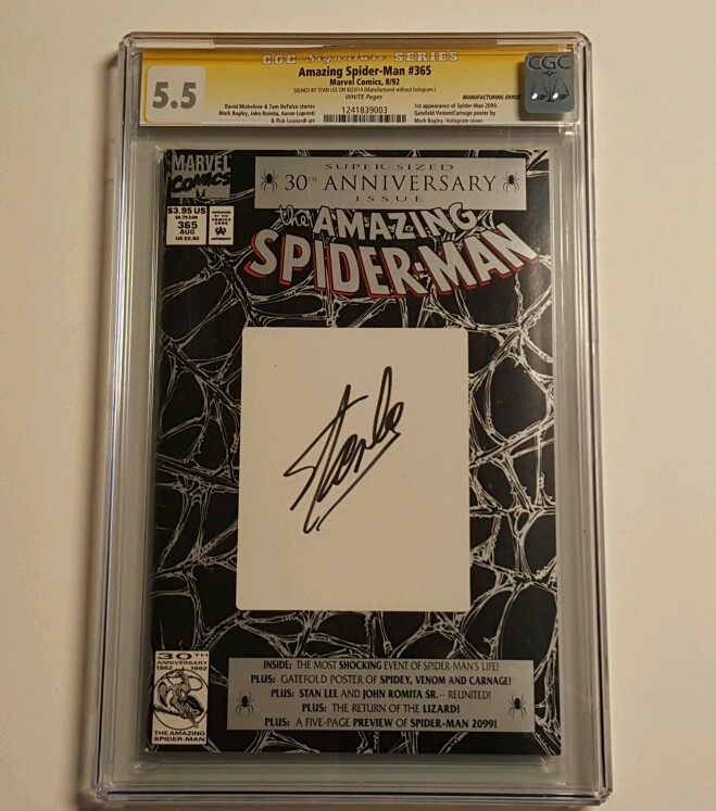 Amazing Spider-Man (1963 1st Series) #365 CGC ss 5.5 By Stan the Man Lee Himself Amazing Spider-Man (1963 1st Series) #365 CGC ss 5.5 By Stan the Man Lee Himself