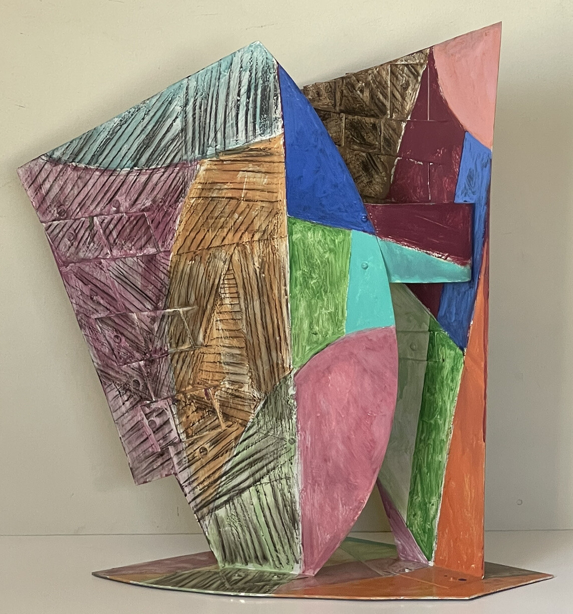 TOM HOLLAND VINTAGE MODERN ART ABSTRACT METAL STEEL SCULPTURE CUBISM MODERNISM