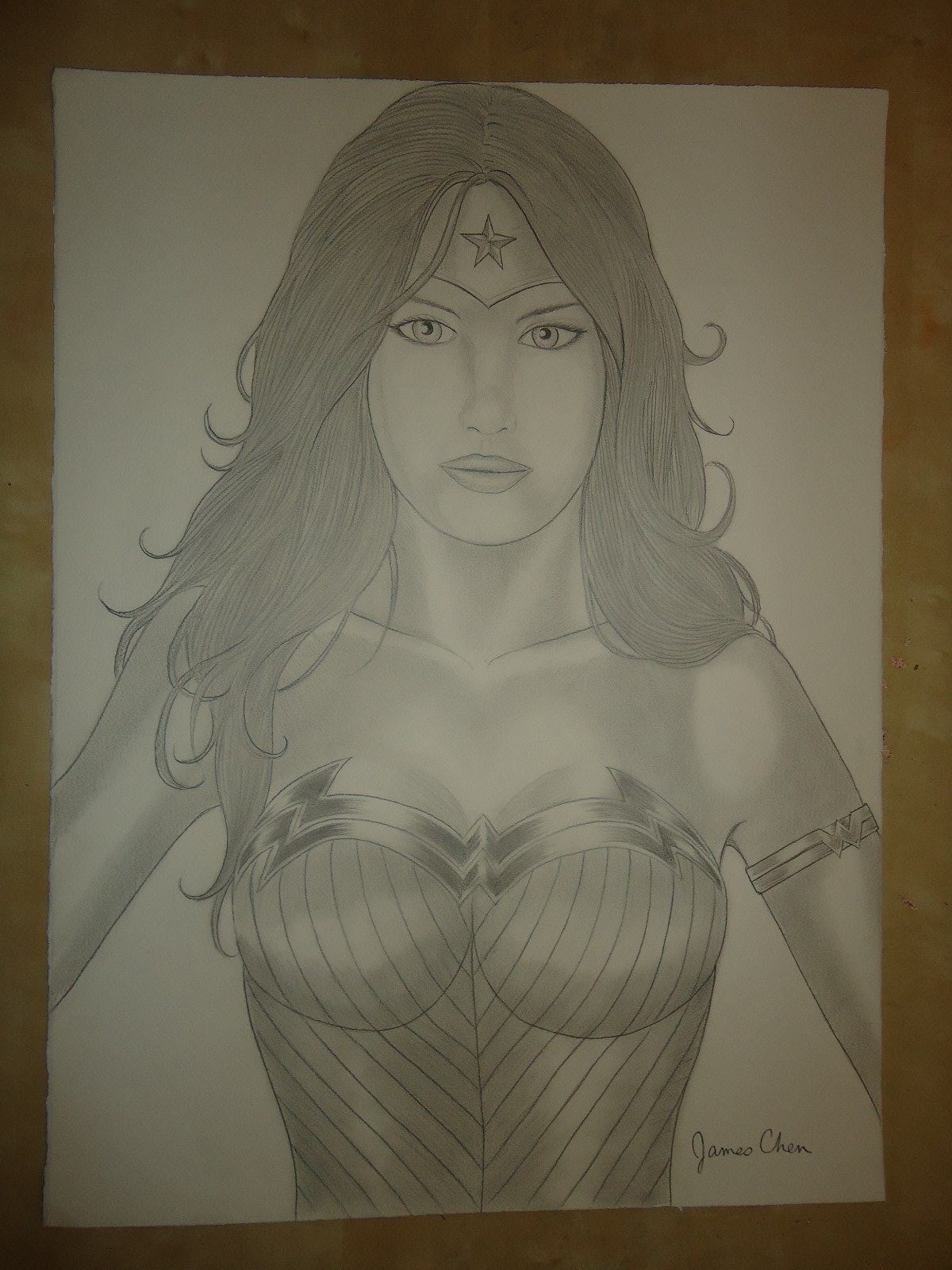 ORIGINAL HUGE PAINTING ENTITLED  '' WONDER WOMAN '' BY COMIC ARTIST JAMES CHEN