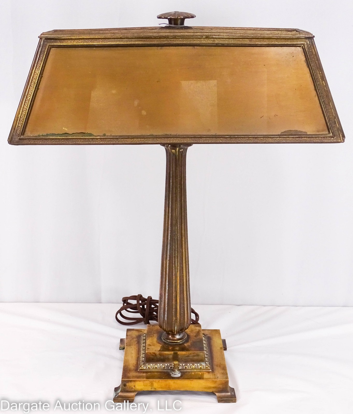 Antique Bradley & Hubbard Bronzed Bankers Desk Lamp 20in Shade Needs Rewire