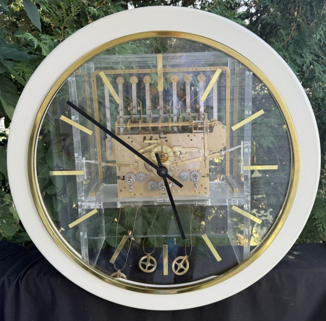 Howard Miller 9 Tube 3 Weight Chiming LUCITE Wall Clock - LIMITED - 27 Howard Miller 9 Tube 3 Weight Chiming LUCITE Wall Clock - LIMITED - 27