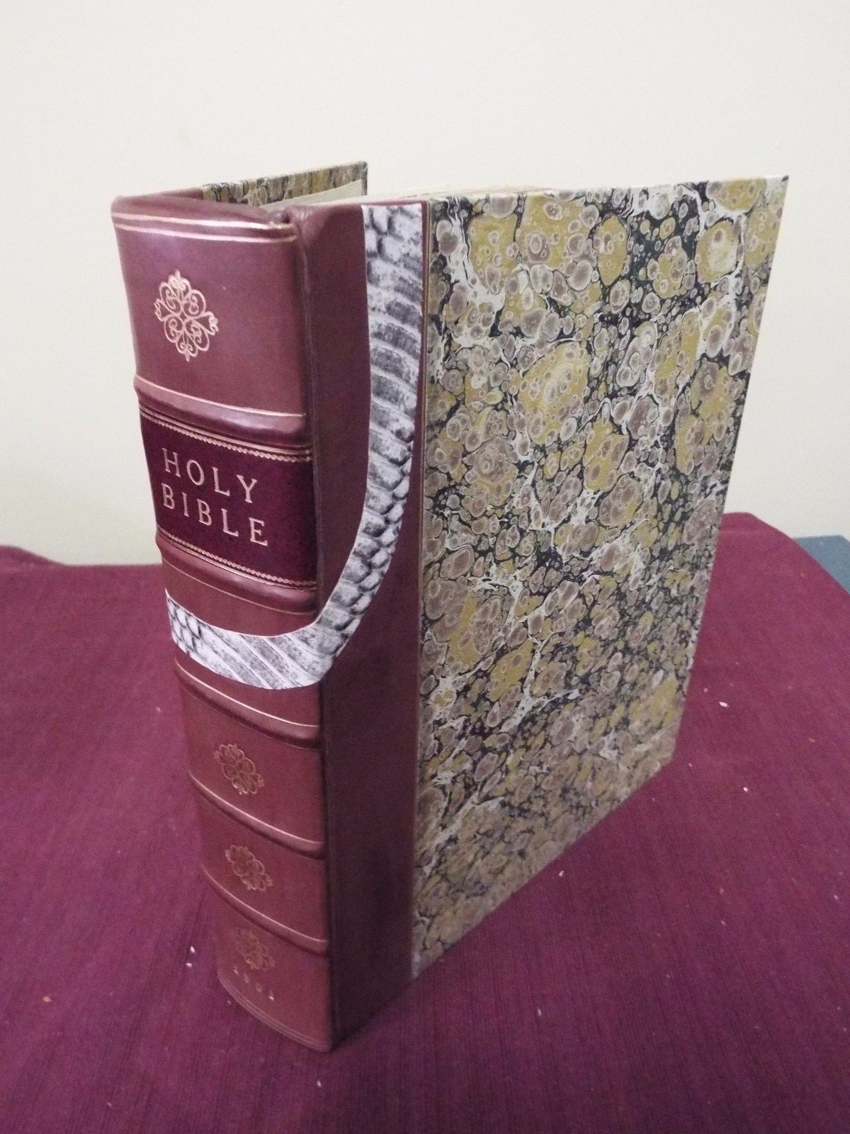 1801 Small Folio Bible Printed New York by M.L. and W.A. Davis- snakeskin bindng
