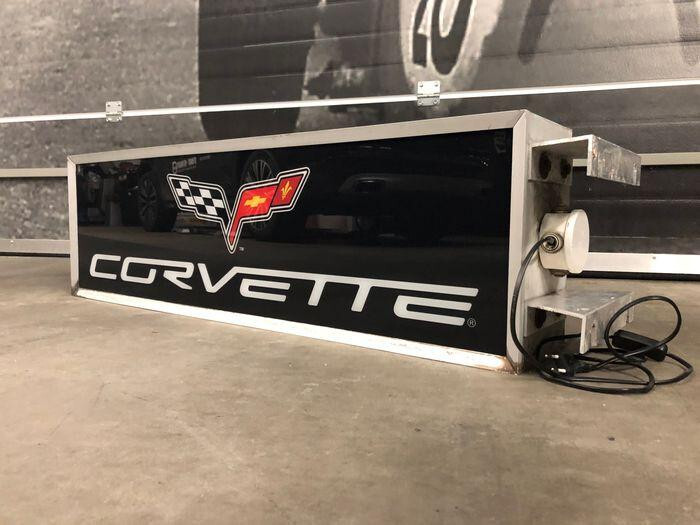 2010s Corvette official dealership double side illuminated sign
