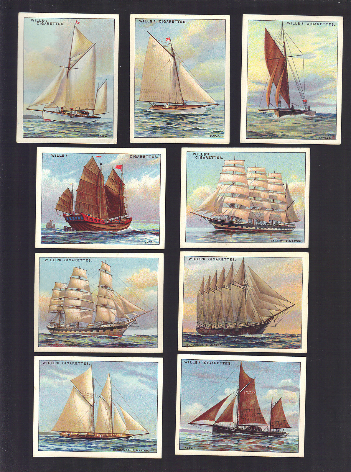 CIGARETTE CARDS.Wills Tobacco.RIGS OF SHIPS.(Large).(1929).(Complete Set of 25). CIGARETTE CARDS.Wills Tobacco.RIGS OF SHIPS.(Large).(1929).(Complete Set of 25).