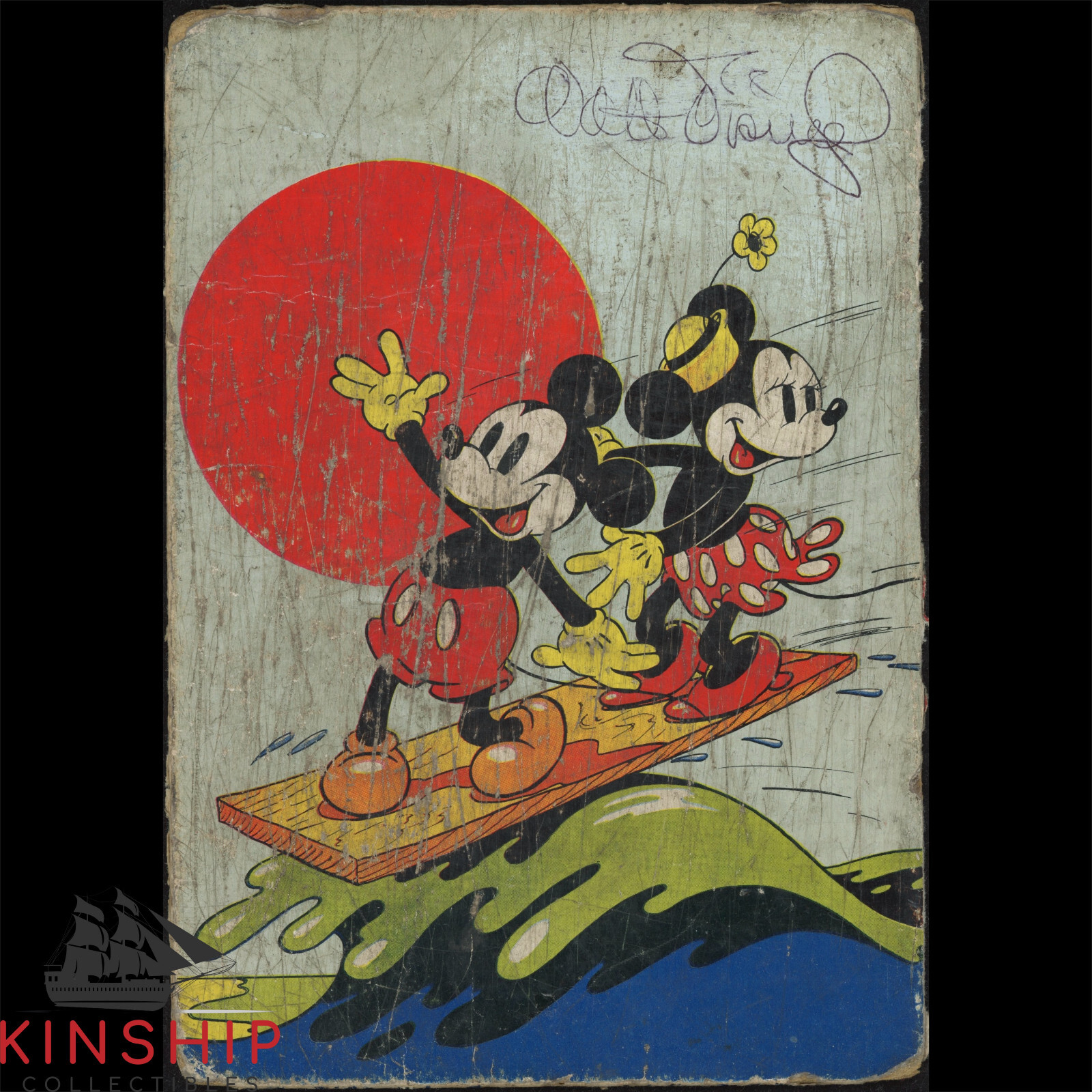 Walt Disney signed Vintage Mickey & Minnie Mouse Book Cover JSA LOA Auto Z1694 Walt Disney signed Vintage Mickey & Minnie Mouse Book Cover JSA LOA Auto Z1694