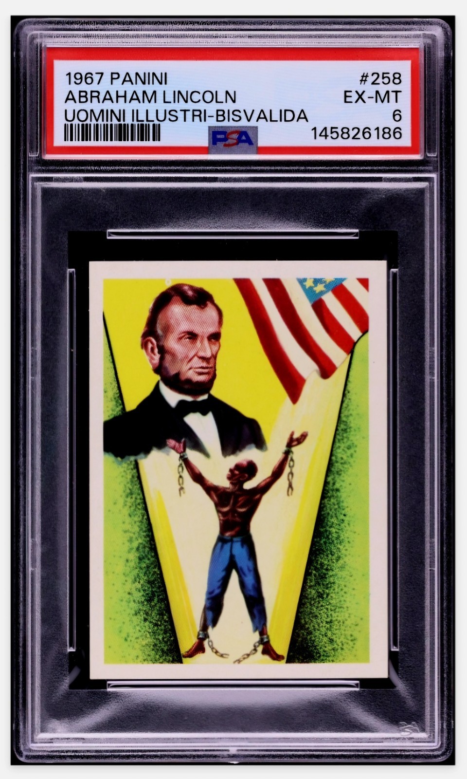 1967 🔵 PSA 6 Abraham Lincoln #258 Panini Uomini Illustri-Bisvalida Read Descrip 1967 🔵 PSA 6 Abraham Lincoln #258 Panini Uomini Illustri-Bisvalida Read Descrip