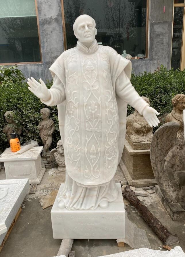 Carved Marble Statue of St. Ignatius Loyola, 84 Carved Marble Statue of St. Ignatius Loyola, 84