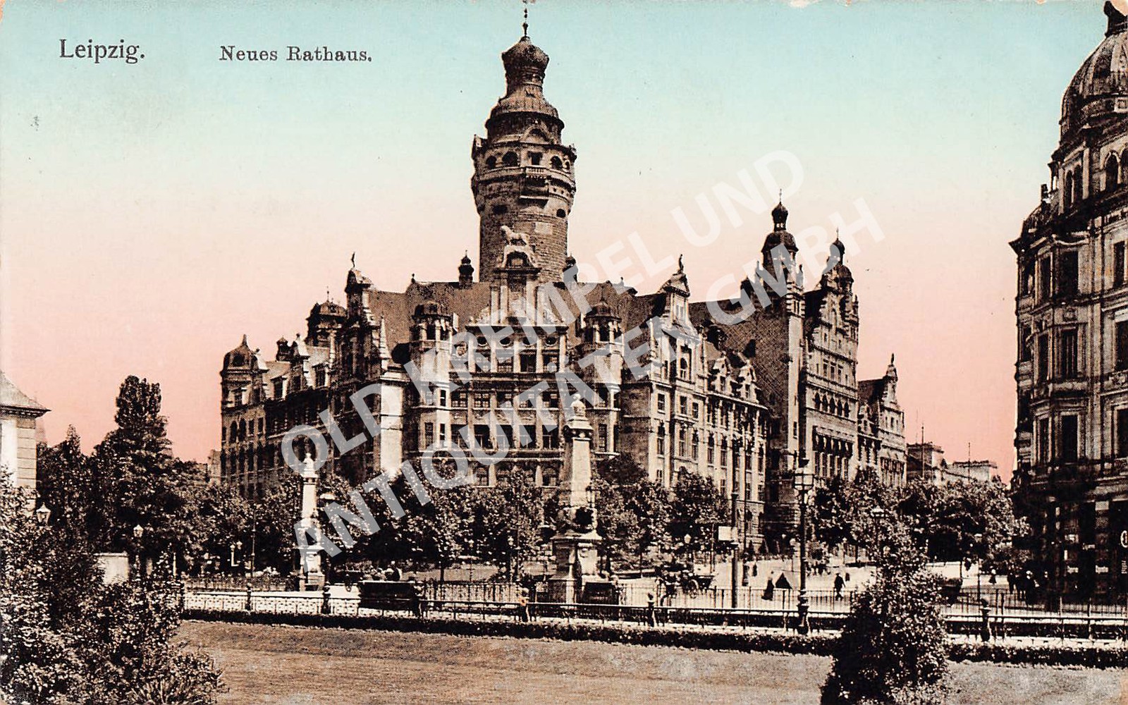 Postcard Leipzig New Town Hall - expired 1910