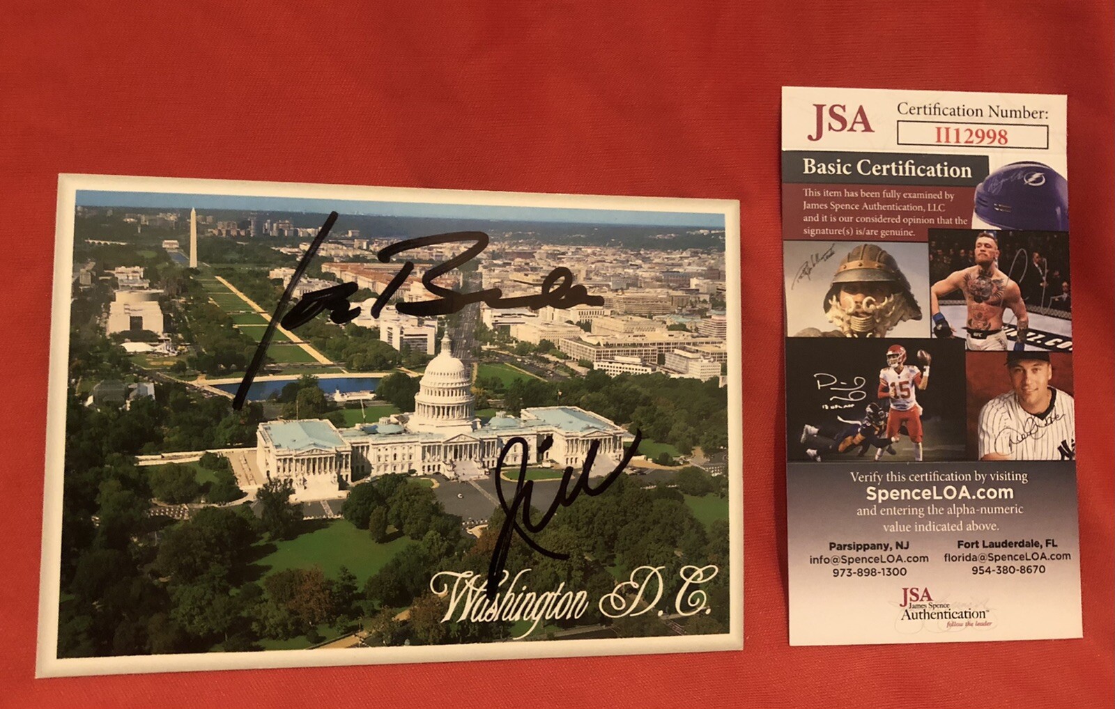 FLOTUS JILL AND PRESIDENT JOE BIDEN SIGNED WASHINGTON D.C. POSTCARD WITH JSA COA