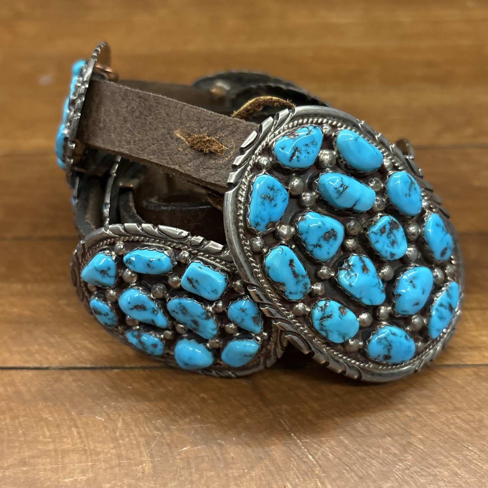 Vintage Tommy Moore Navajo Sterling Silver Turquoise Cluster Belt Signed RARE Vintage Tommy Moore Navajo Sterling Silver Turquoise Cluster Belt Signed RARE