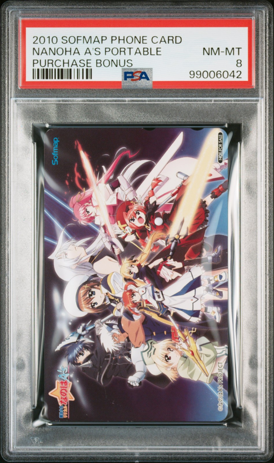 2010 SOFMAP PHONE CARD MAGICAL GIRL LYRICAL NANOHA A'S PORTABLE PSA 8