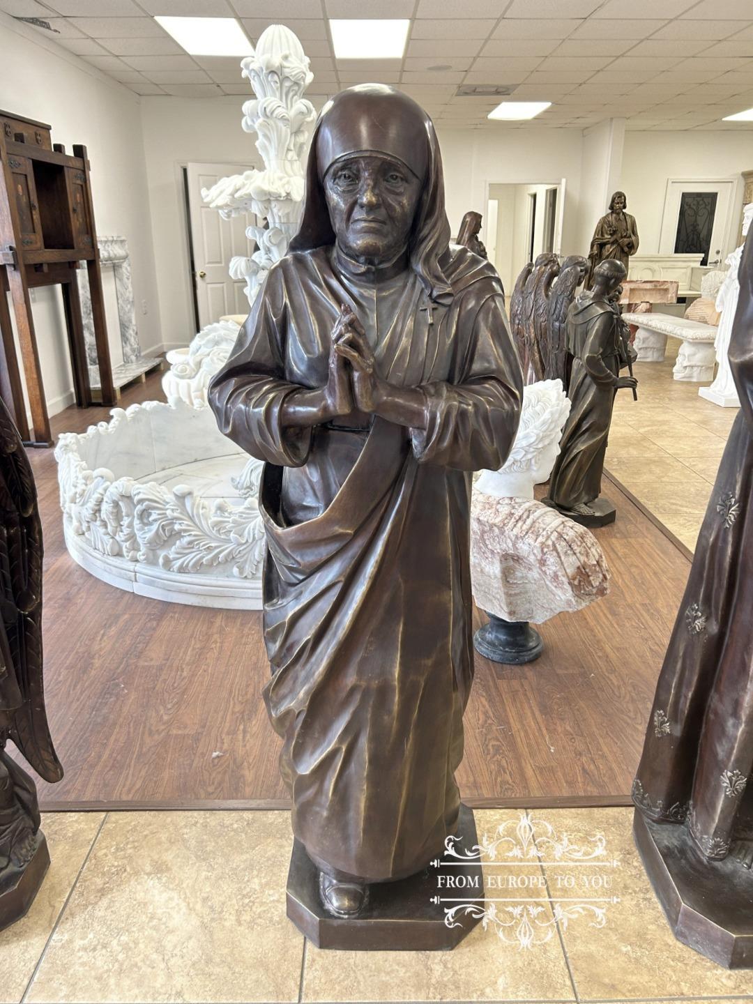 BRONZE MOTHER TERESA CHURCH RELIGIOUS STATUE - TF1009 BRONZE MOTHER TERESA CHURCH RELIGIOUS STATUE - TF1009