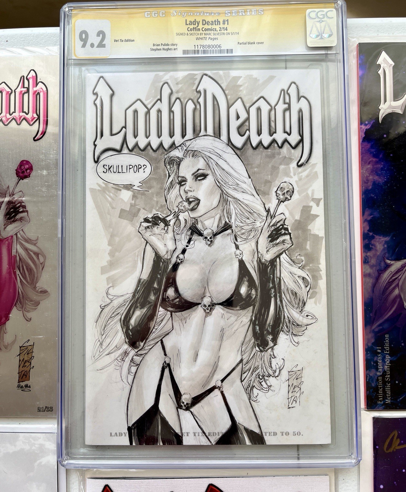 Silvestri Lady Death Blank Signed Original Skullipop Published Cover Art CGC SS