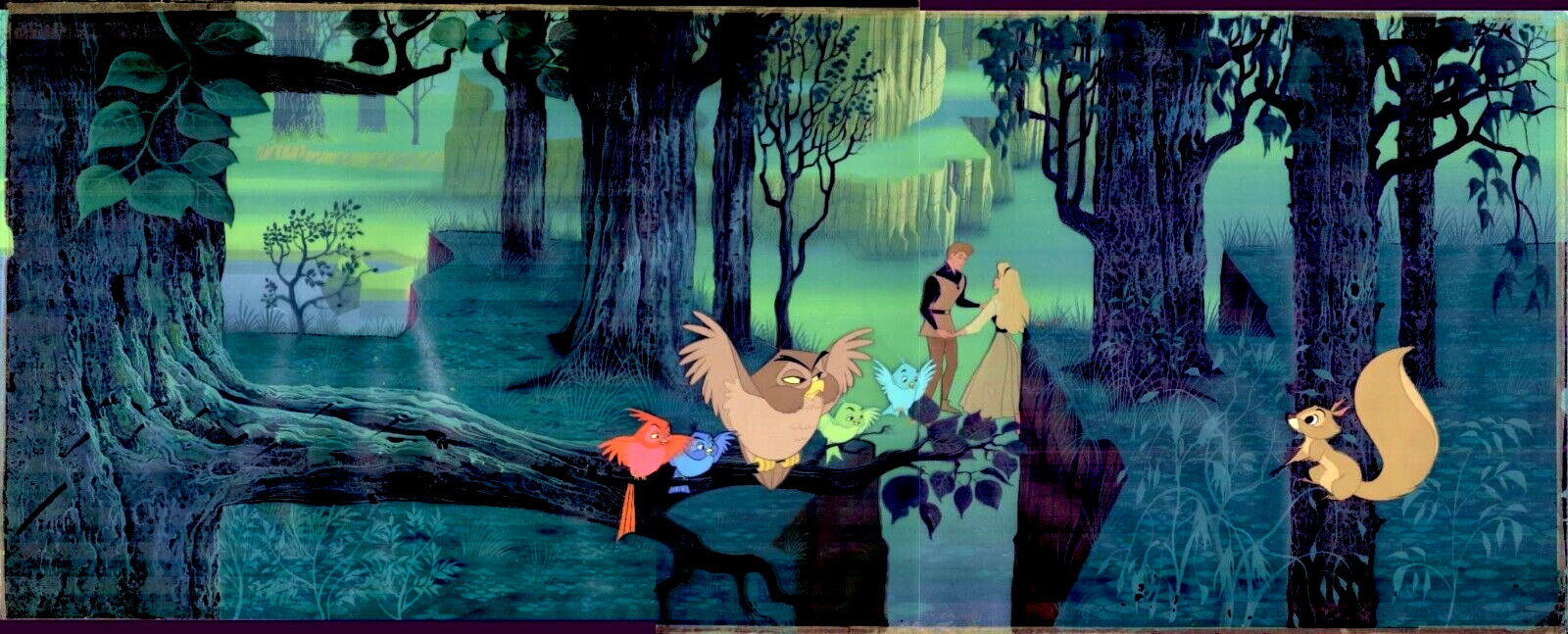 SLEEPING BEAUTY PHILLIP, BRIAR ROSE FIRST DANCE ON KEY DISNEY PAN EARLE BG, MINT SLEEPING BEAUTY PHILLIP, BRIAR ROSE FIRST DANCE ON KEY DISNEY PAN EARLE BG, MINT