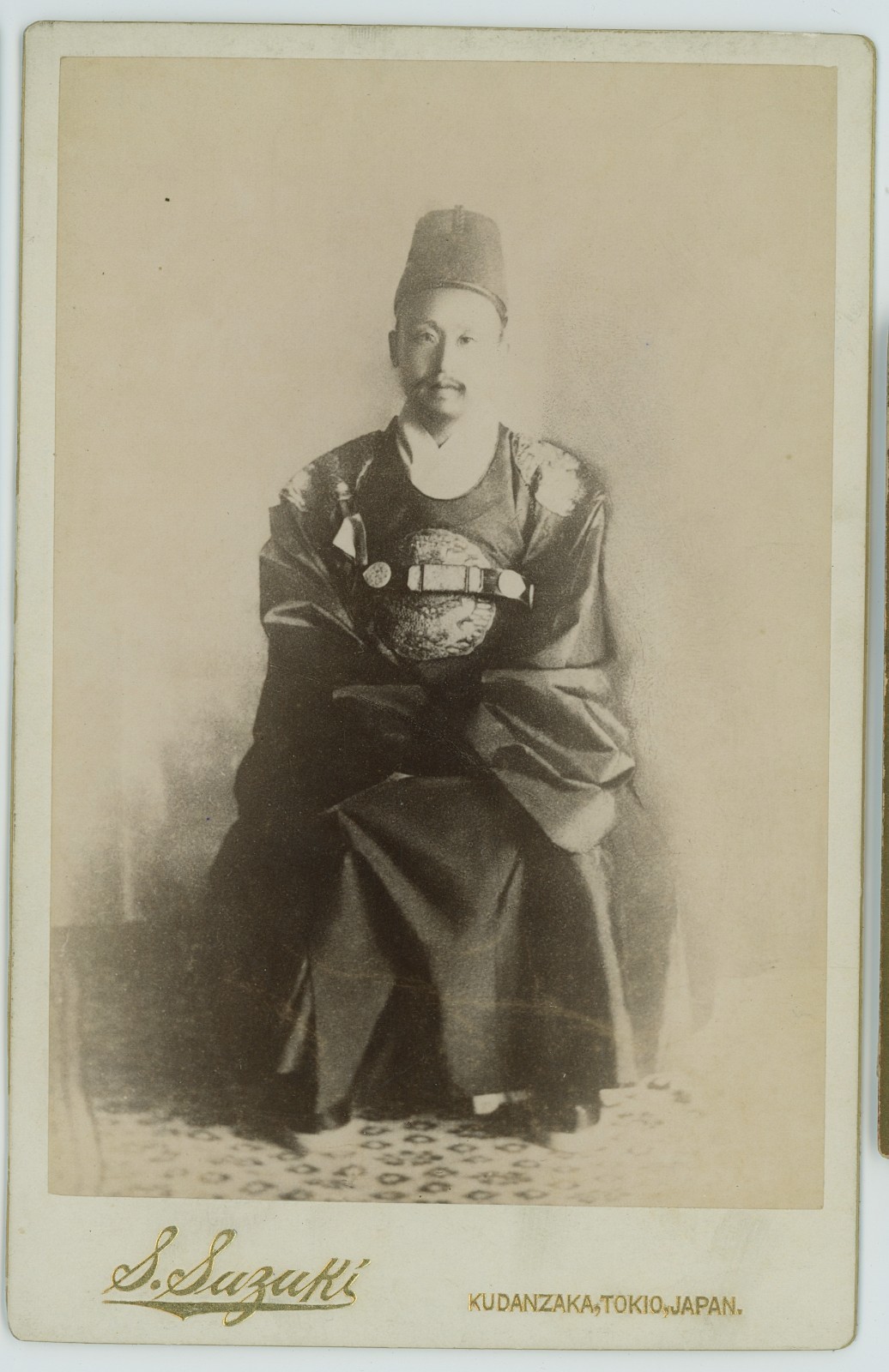 KOREA EMPEROR GOJUNG ALBUMEN CABINET CARD 1870'S SUZUKI SHIN'ICHI I OF JAPAN