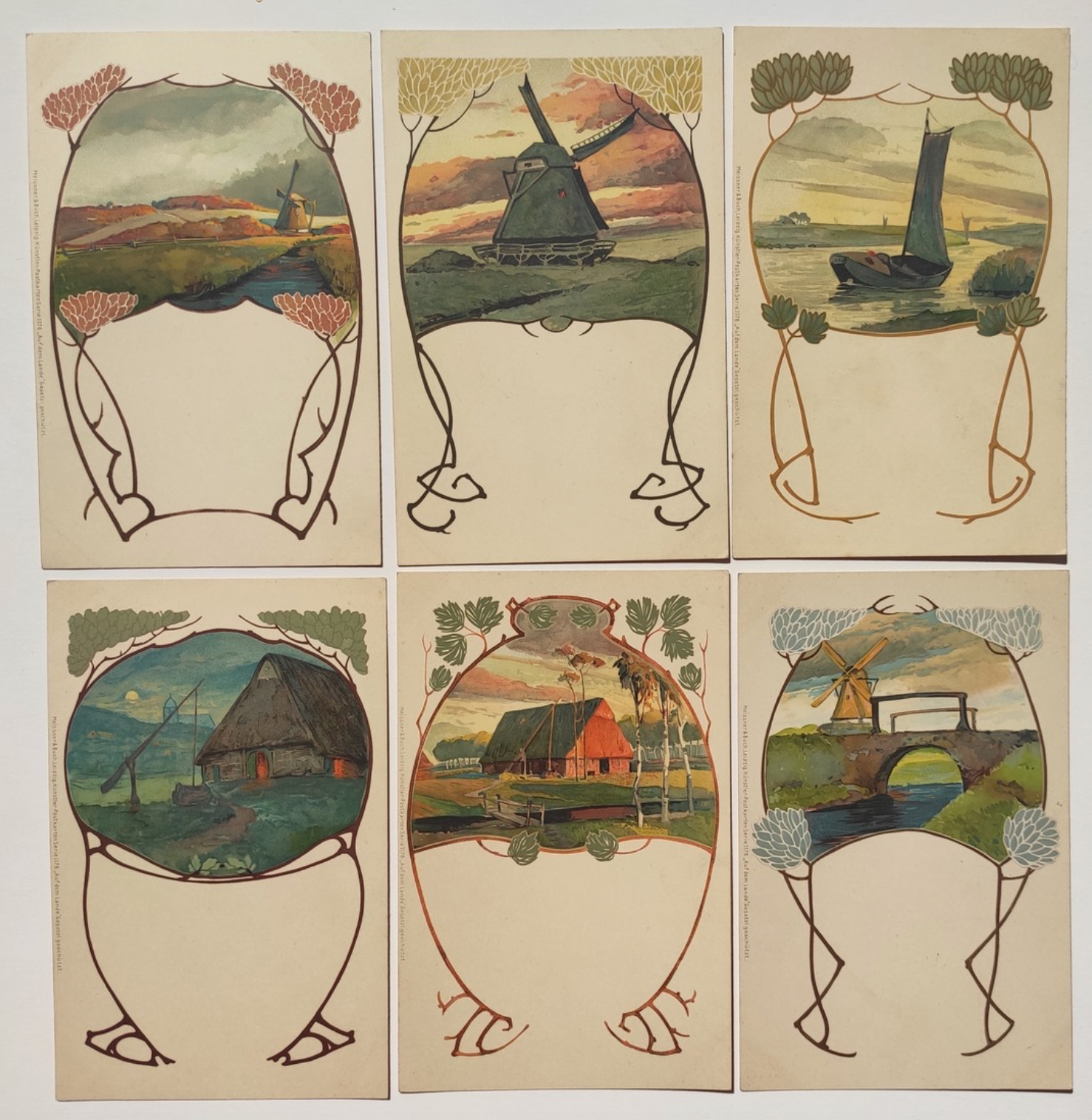 6 Vintage Postcard Postcard 1900 Meissner Buch Leipzig Art Nouveau 6 Vintage Postcard Postcard 1900 Meissner Buch Leipzig Art Nouveau