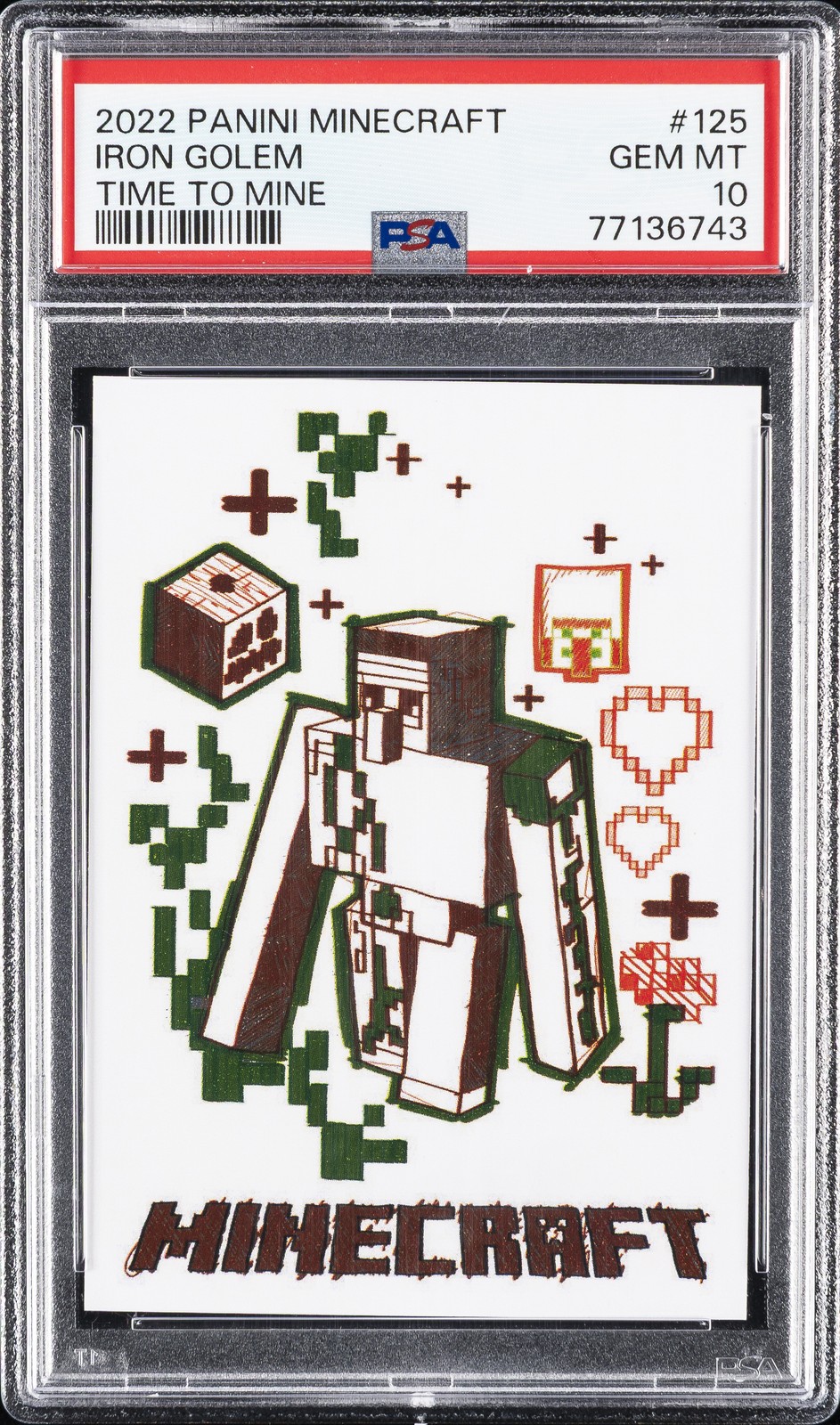 2022 PANINI MINECRAFT TIME TO MINE #125 IRON GOLEM PSA 10