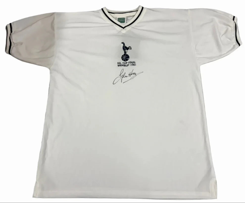 Glenn Hoddle Signed Spurs Retro 1981 FA Cup Final Football Shirt + Dealer COA Glenn Hoddle Signed Spurs Retro 1981 FA Cup Final Football Shirt + Dealer COA