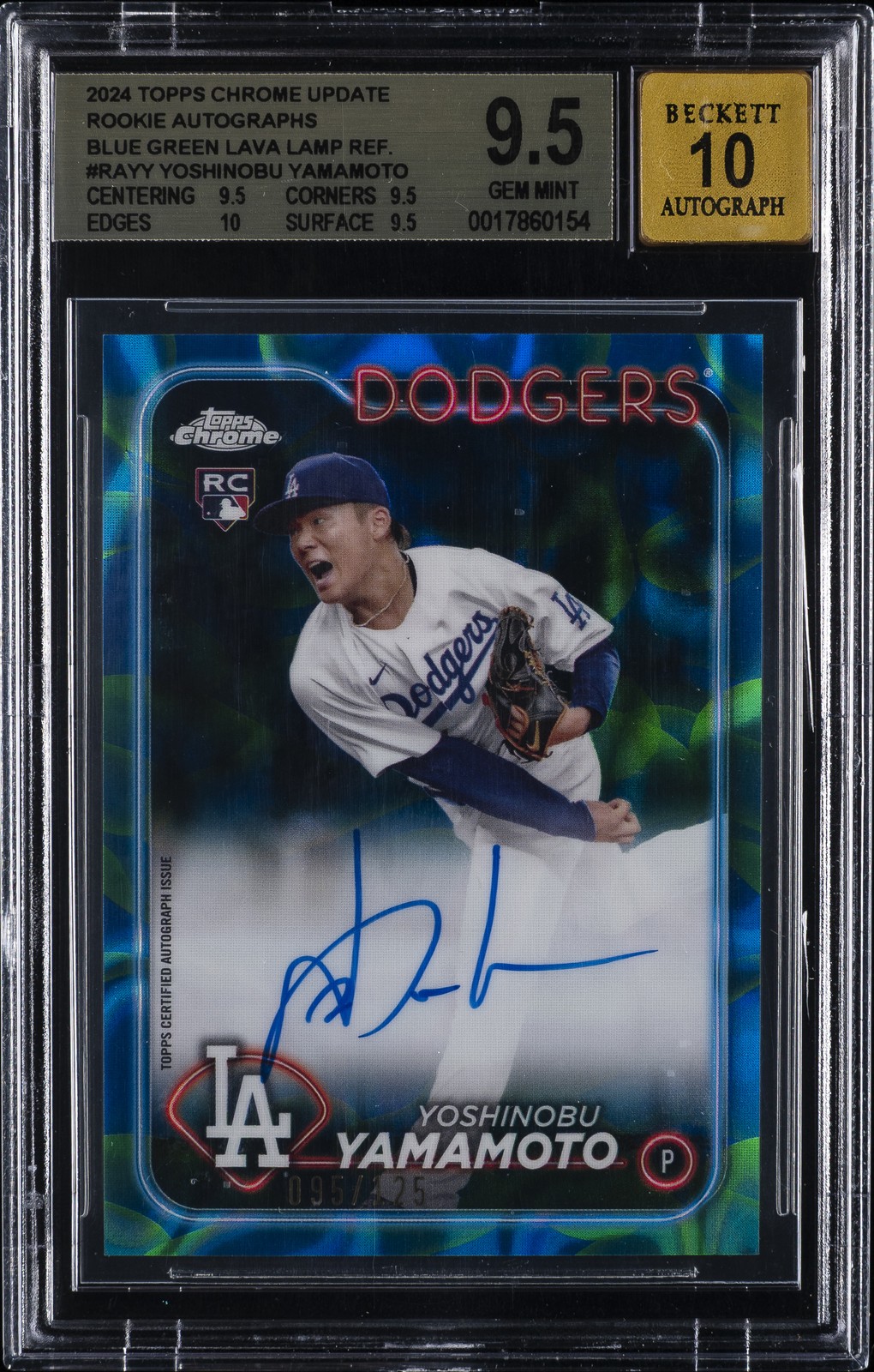 2024 TOPPS CHRM UPD AUTO BLUE GREEN LAVA LAMP YOSHINOBU YAMAMOTO RC /125 BGS 9.5 2024 TOPPS CHRM UPD AUTO BLUE GREEN LAVA LAMP YOSHINOBU YAMAMOTO RC /125 BGS 9.5