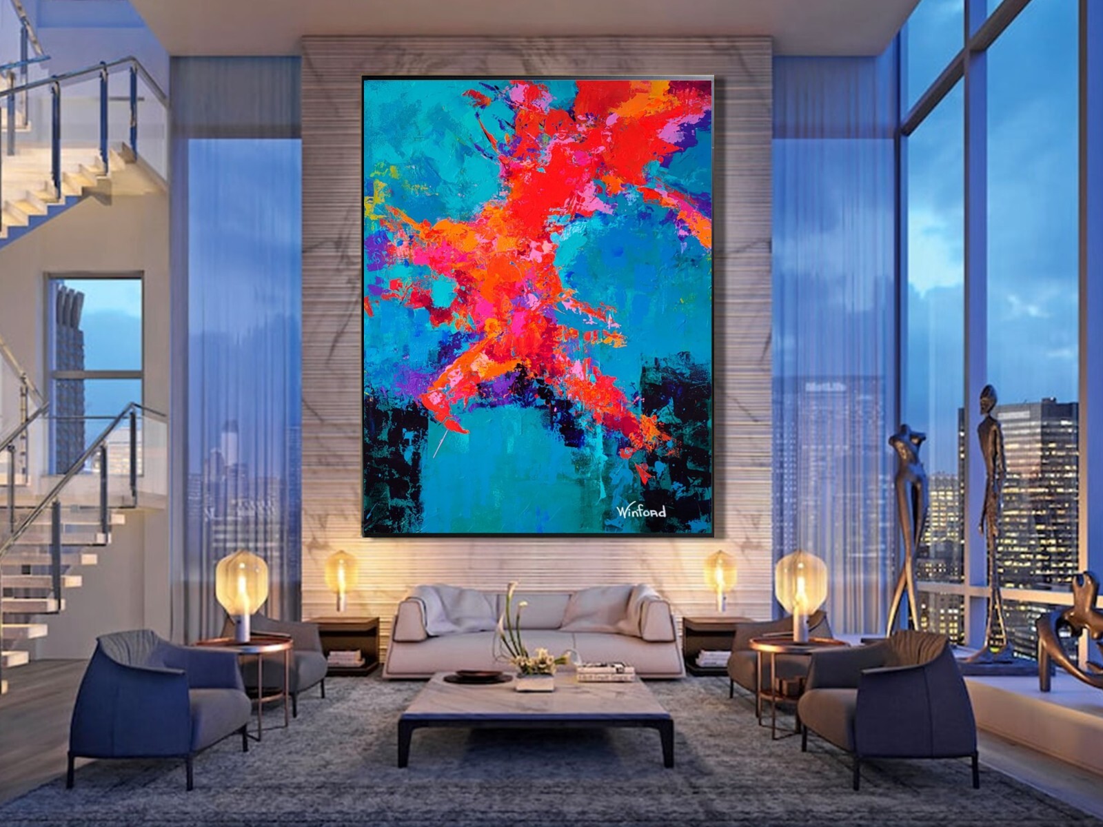 Sale Caribbean Princess ORIGINAL Abstract Painting 60H X 48 Sale Caribbean Princess ORIGINAL Abstract Painting 60H X 48